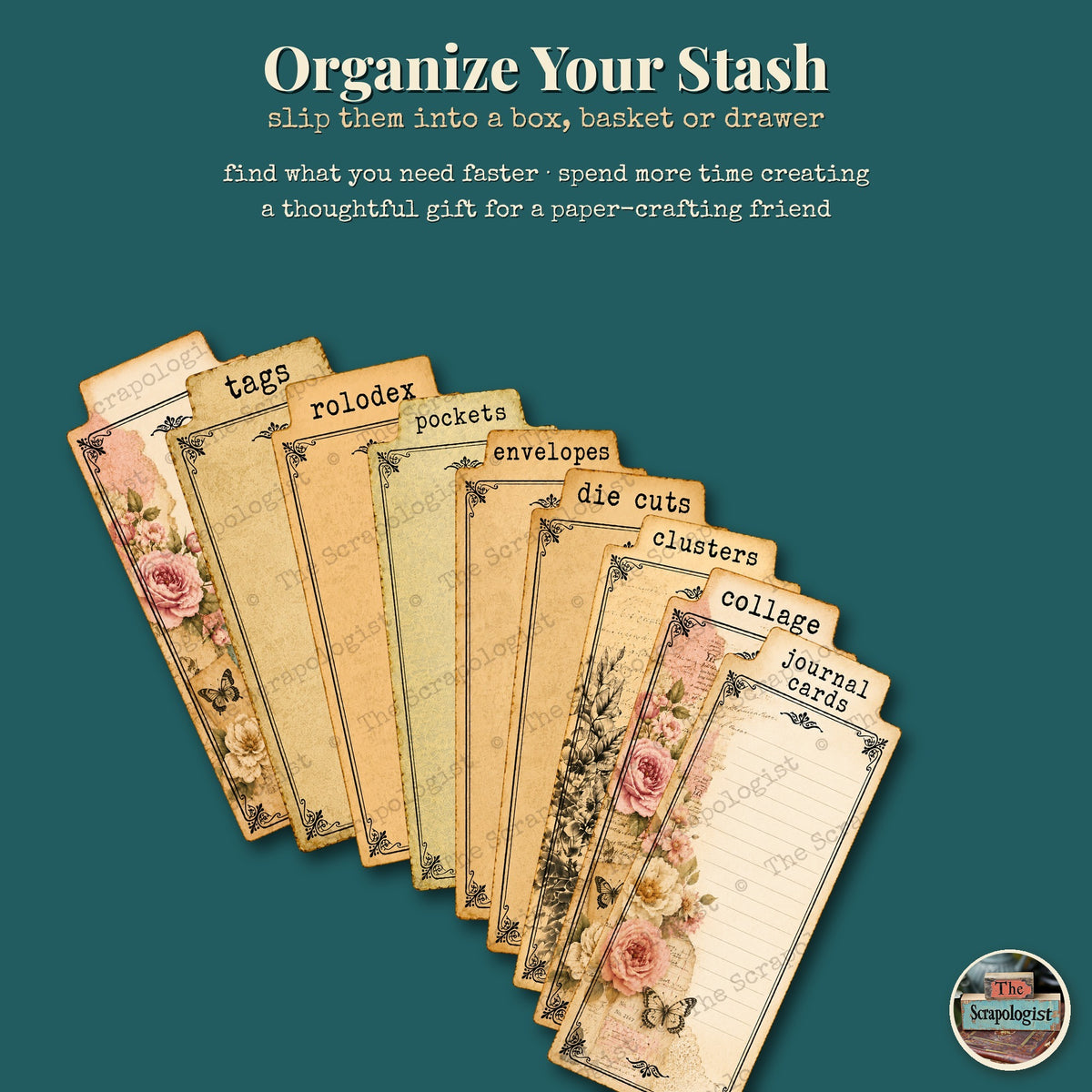 Junk Journal Ephemera Organizer System | Printable Divider Tabs
