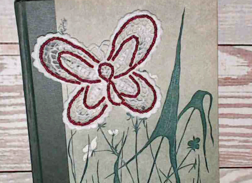 Hand Beaded White Lace Butterfly and Doily Appliques - set of 4