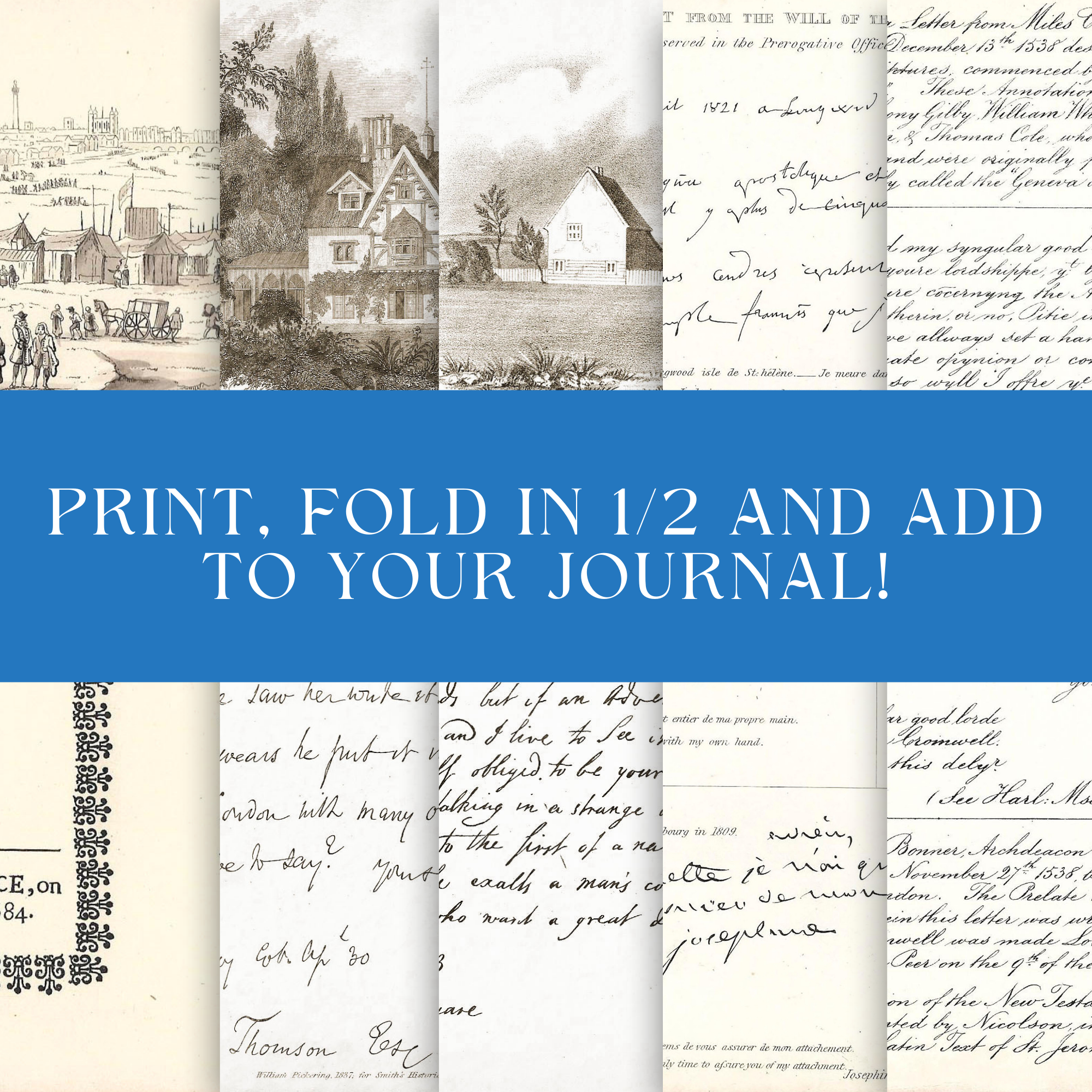 Historic Letters and Documents, Vintage Junk Journal Kit, includes Sideshow Announcement | Digital Download