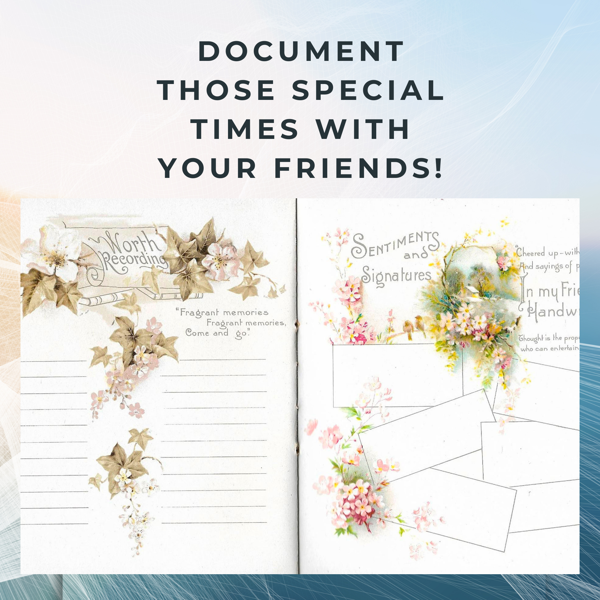 Friendship Memory Book, DIY Junk Journal or Mini Album Kit, Vintage Ephemera, Page Inserts, Collage Papers | Digital Download