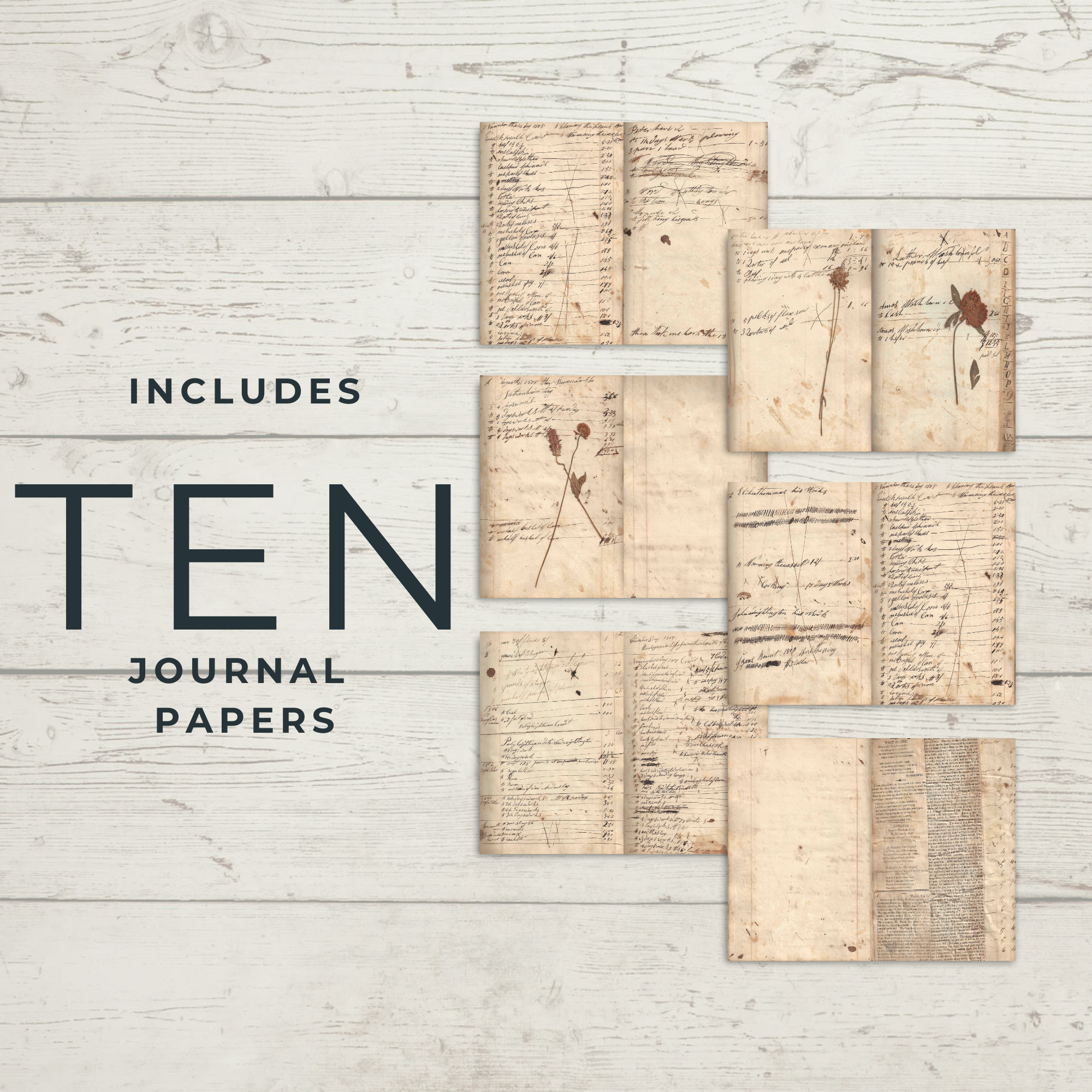 Vintage 1808 Farmer's Accounting Ledger, Printable Ephemera Pack for Junk Journals and Mixed Media - Digital Download