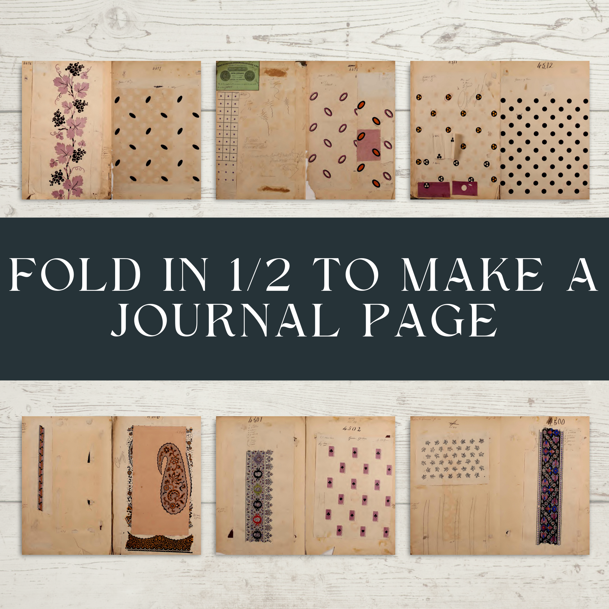 Vintage French Textiles, Junk Journal Background Pages, Collage Kit | Digital Download