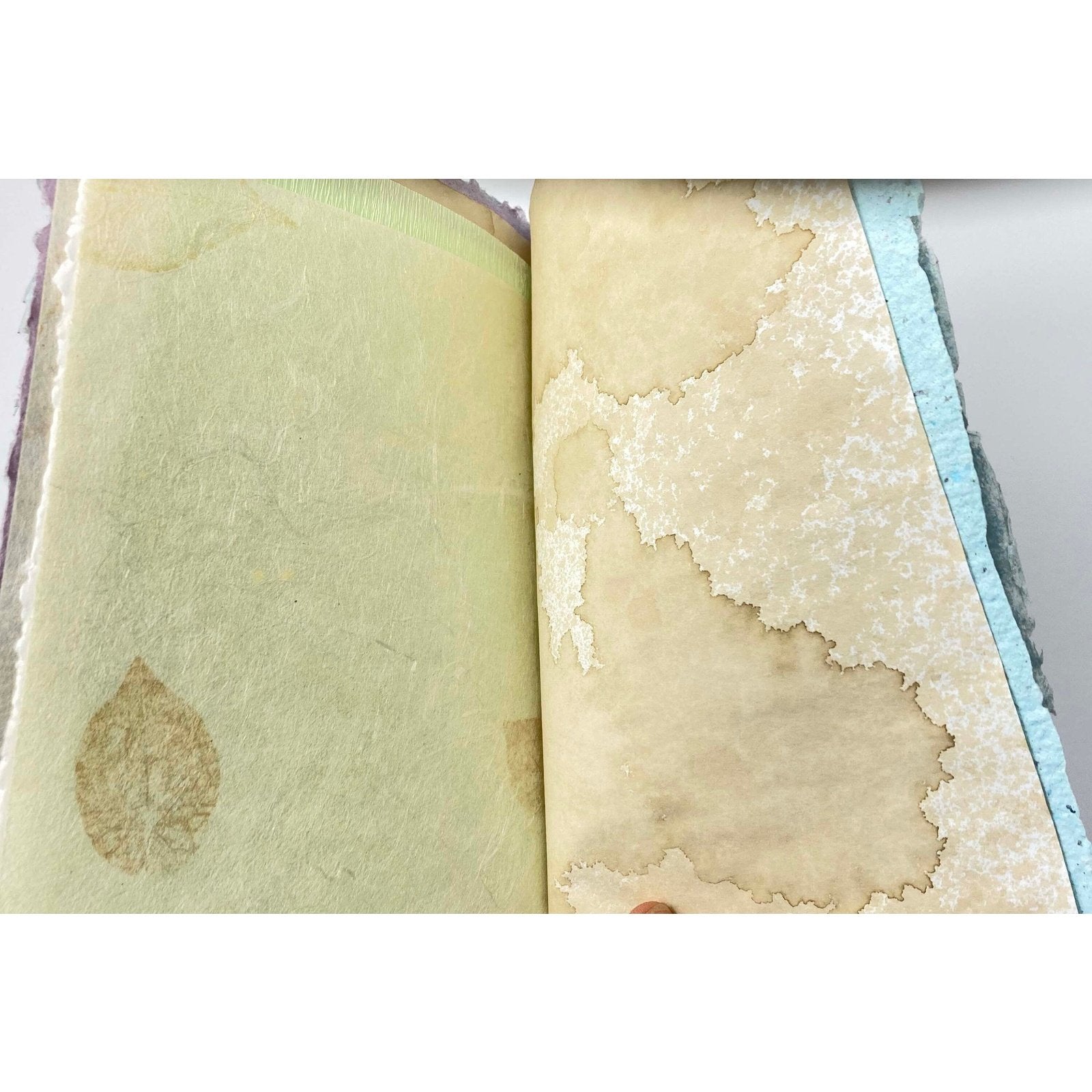 Art Journal with Handmade Paper Cover, Variety of Mixed Media Pages, Hand Sewn Binding with Stick Inserted