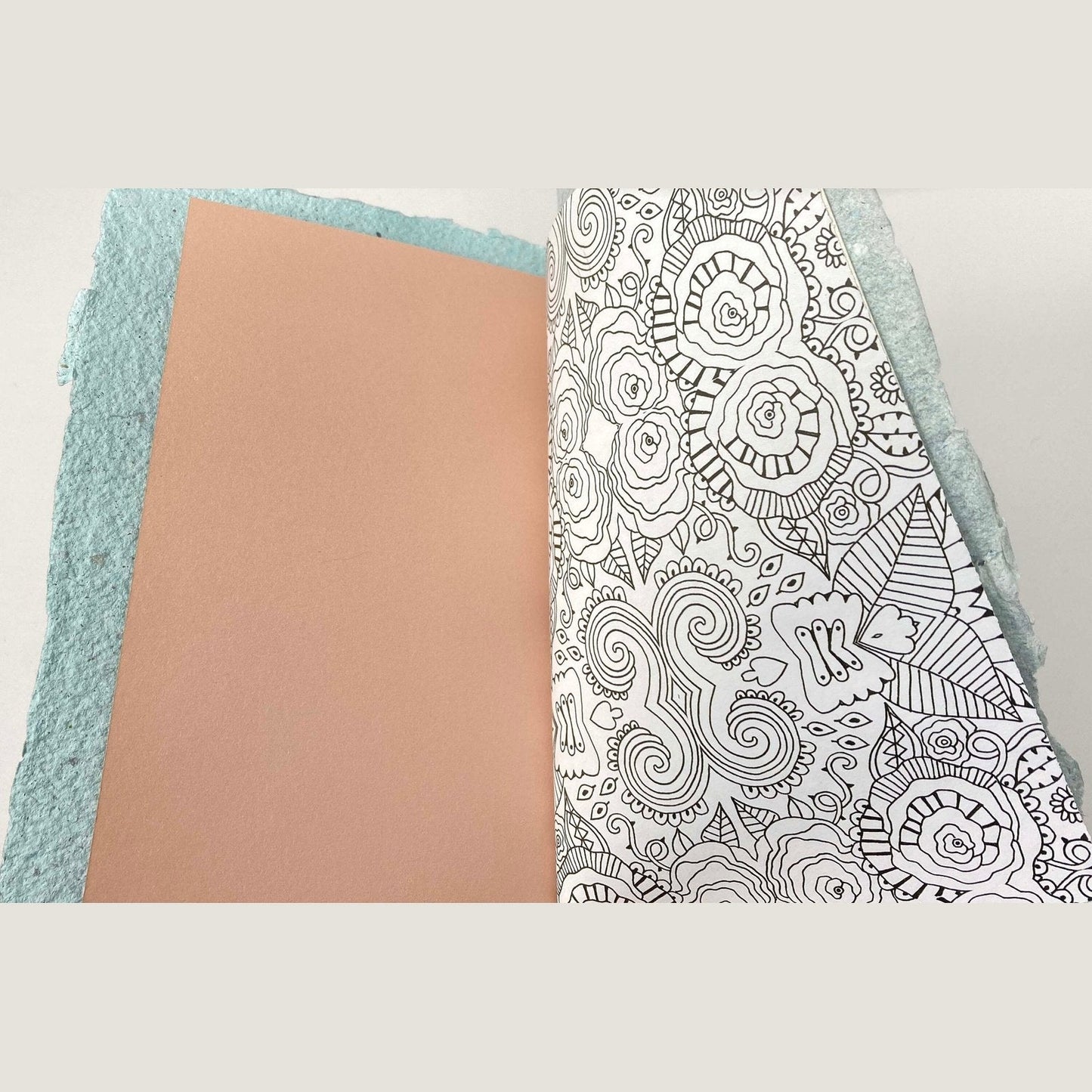 Art Journal with Handmade Paper Cover, Variety of Mixed Media Pages, Hand Sewn Binding with Stick Inserted