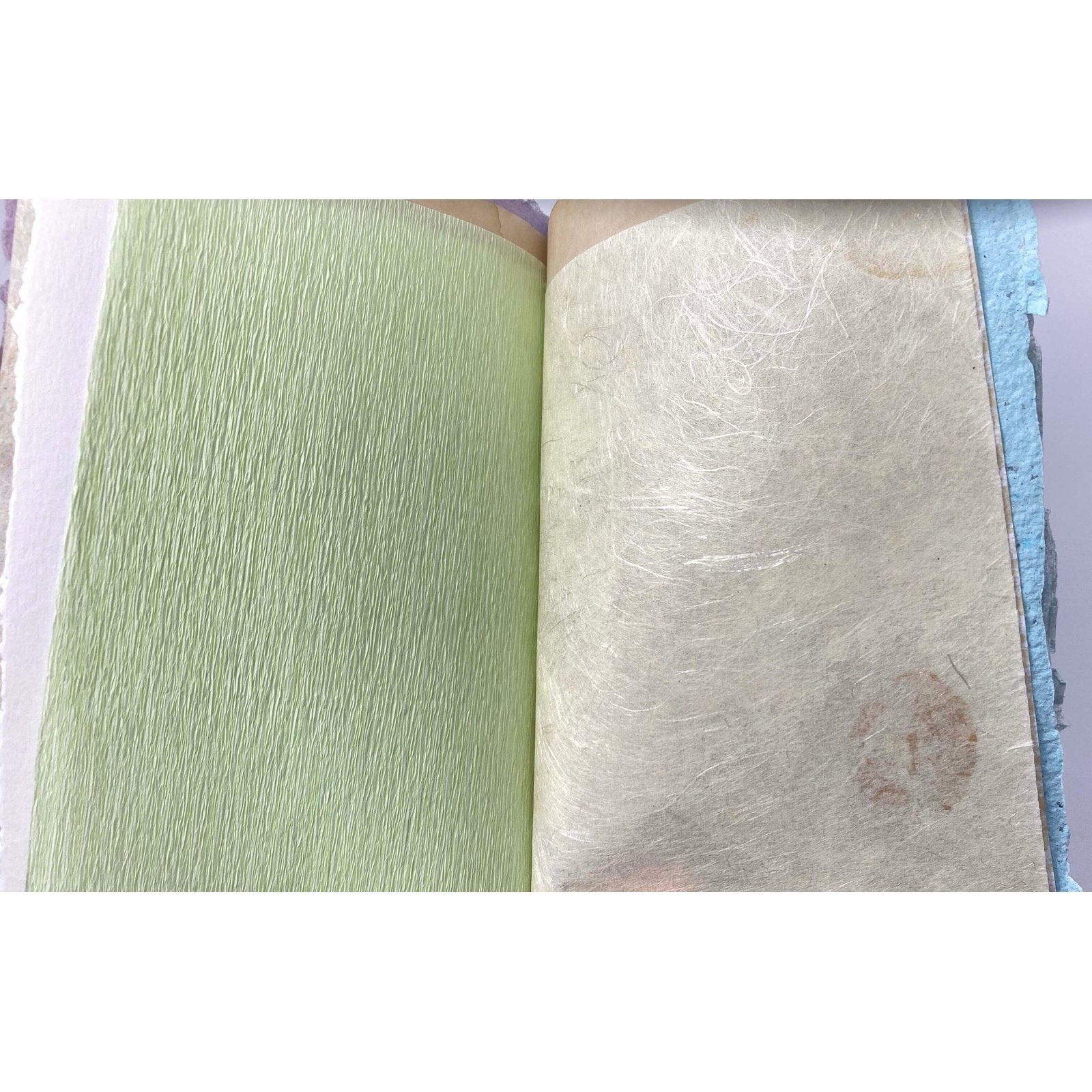 Art Journal with Handmade Paper Cover, Variety of Mixed Media Pages, Hand Sewn Binding with Stick Inserted