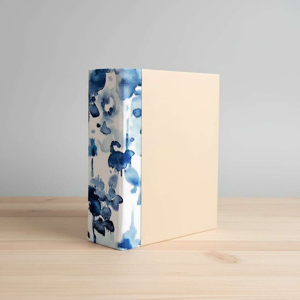 Blank Mini Album, Handmade, Blue Watercolor Fabric Spine, DIY Scrapbook - You Decorate it, SHIPS FAST!