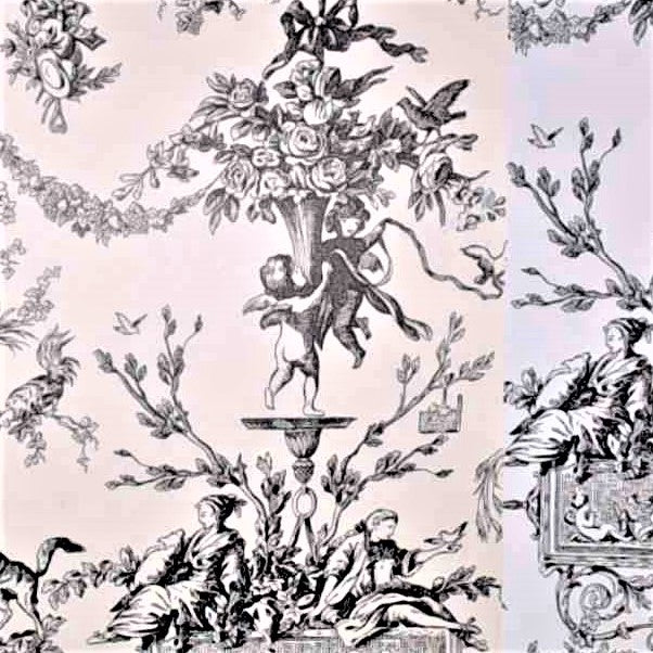 French Toile Whimsy Unpasted Wallpaper Sample Sheets for Crafts, Junk Journals, Mixed Media and Collage Art Projects