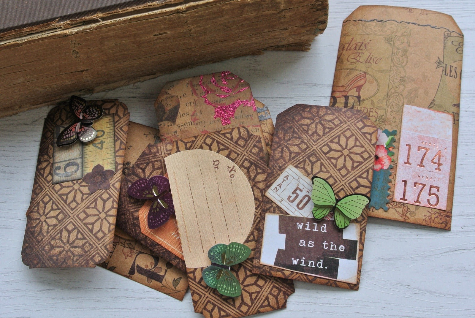Papercraft Tags in Earthy Tones, for Junk Journals - set of 10