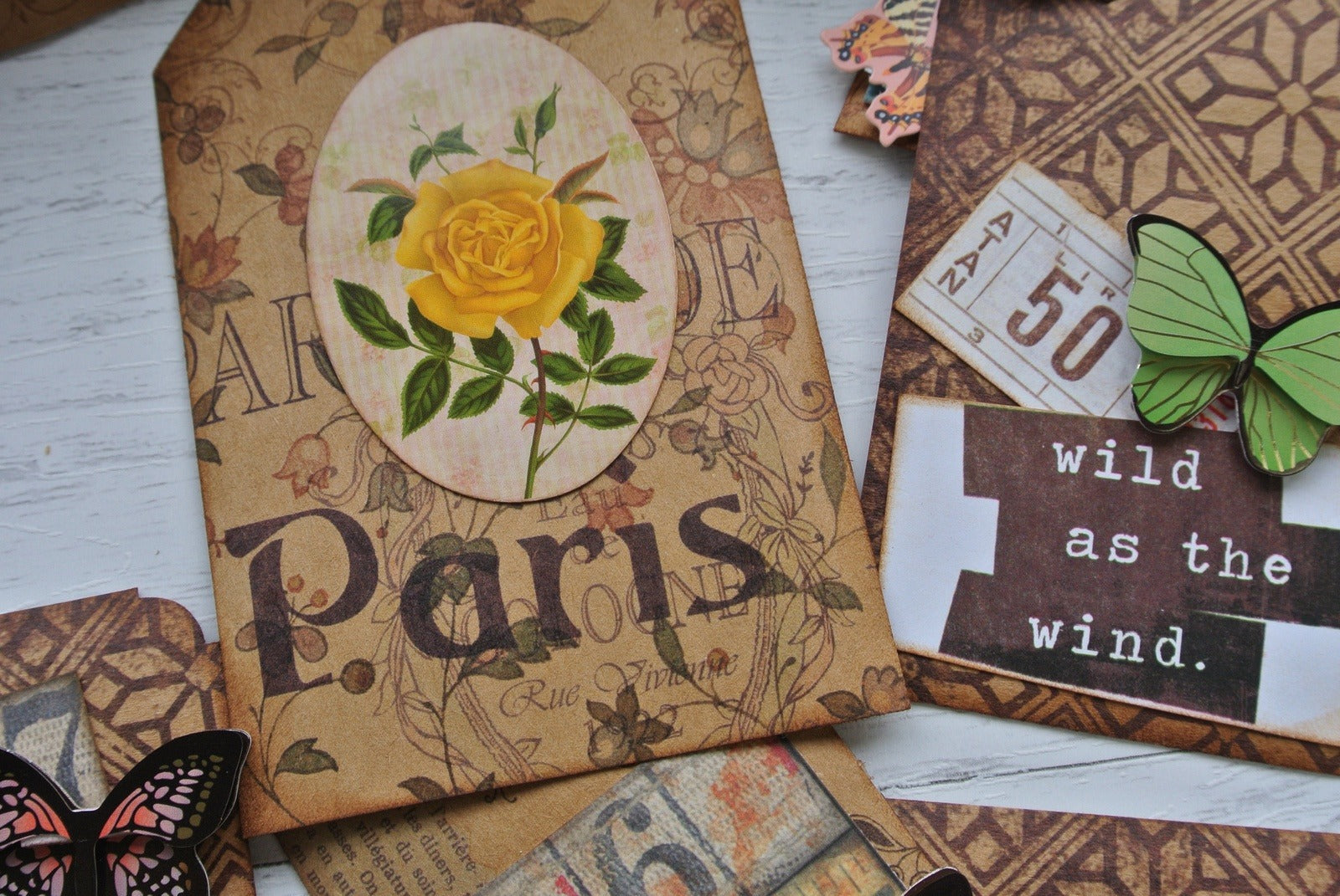 Papercraft Tags in Earthy Tones, for Junk Journals - set of 10