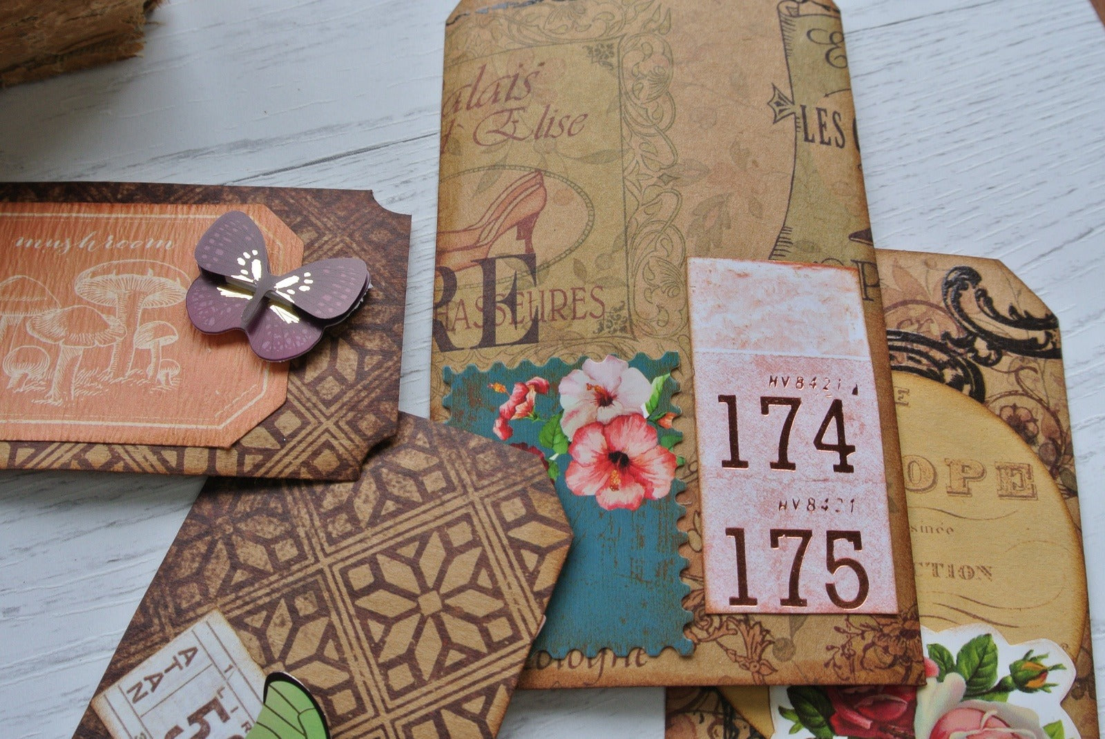 Papercraft Tags in Earthy Tones, for Junk Journals - set of 10