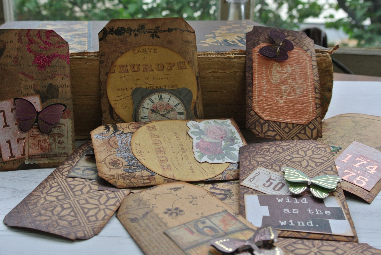 Papercraft Tags in Earthy Tones, for Junk Journals - set of 10