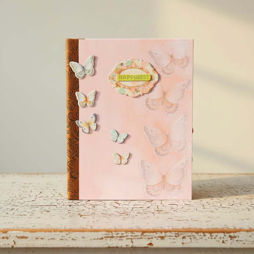 Baby Girl Photo Album | Handmade Memory Book for New Mom | Pink Butterfly Scrapbook