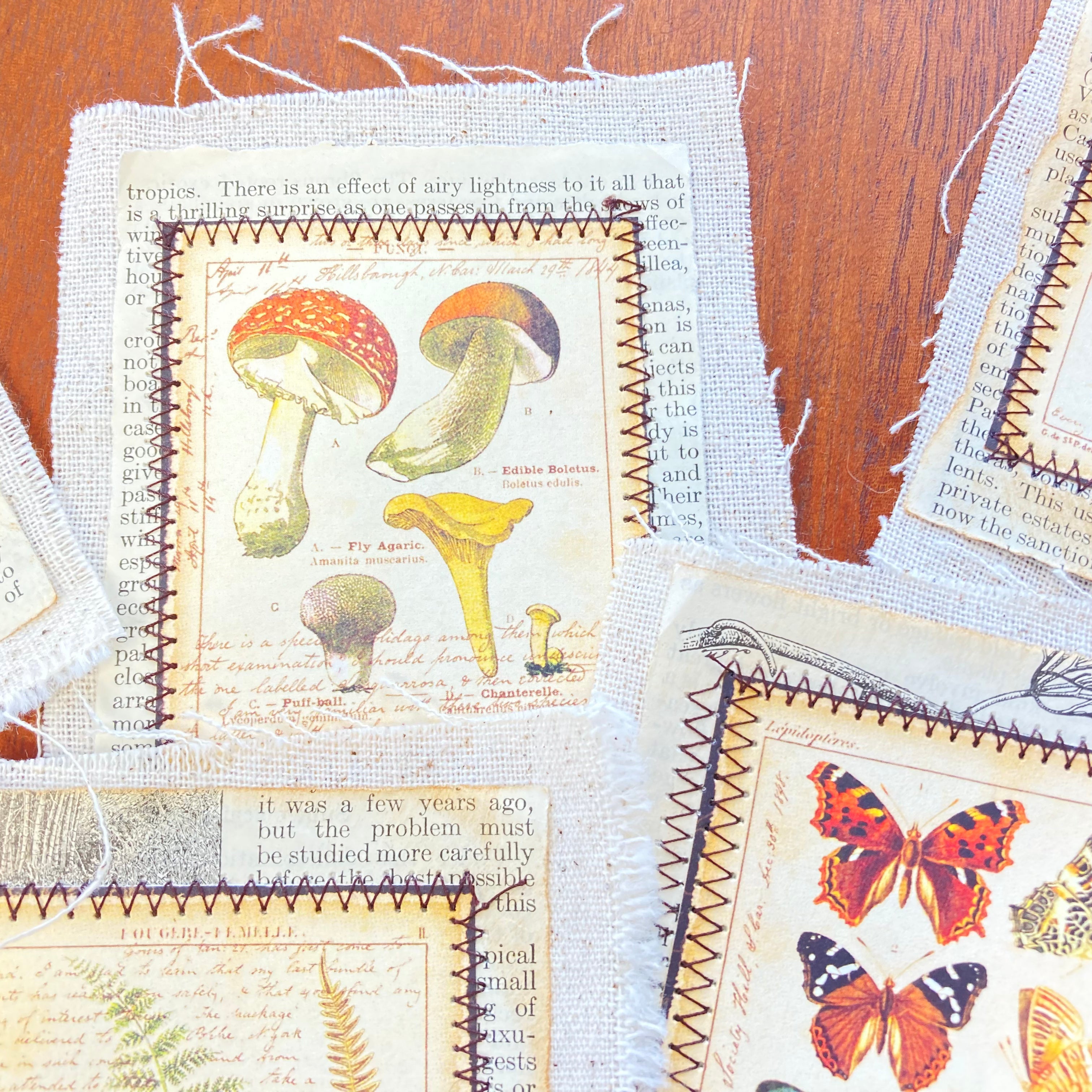 Fabric Flip Botanical Theme Ephemera for Junk Journal - set of 8