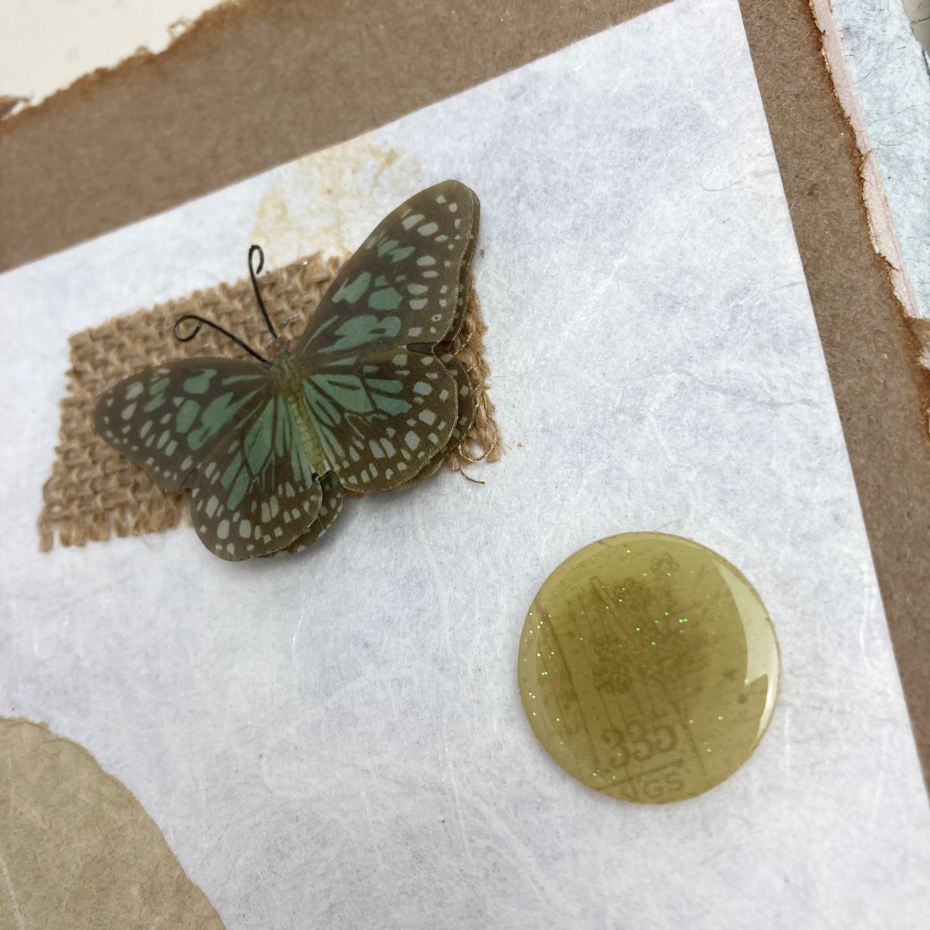 Botanical Art Journal with Handmade Paper Cover, Variety of Mixed Media Pages, Hand Sewn Binding with Stick Inserted