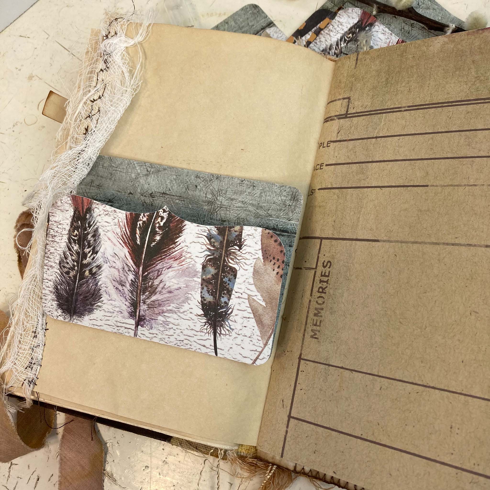 Mini File Folders, for Junk Journals and Paper Crafts, Happy Mail Gift, Die Cut Folders with Tabs, Feather theme - set of 12