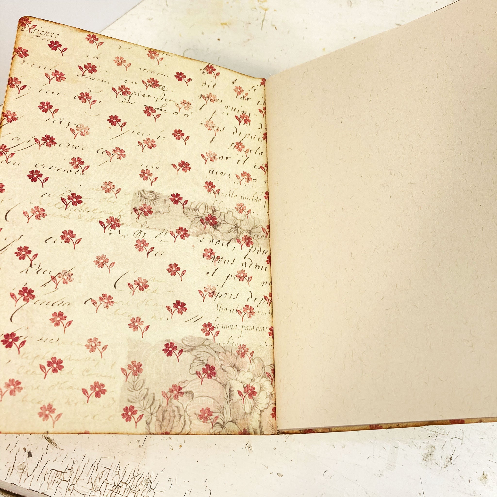 Soft Cover Writing Journal, Blank Newsprint Pages, Wallpaper Cover, Fits in your Purse