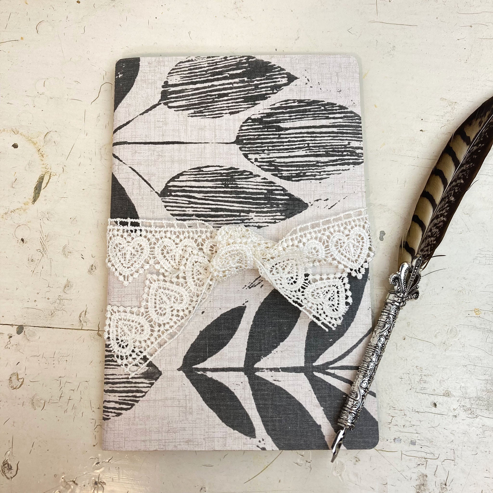 Soft Cover Writing Journal, Blank Newsprint Pages, Wallpaper Cover, Fits in your Purse