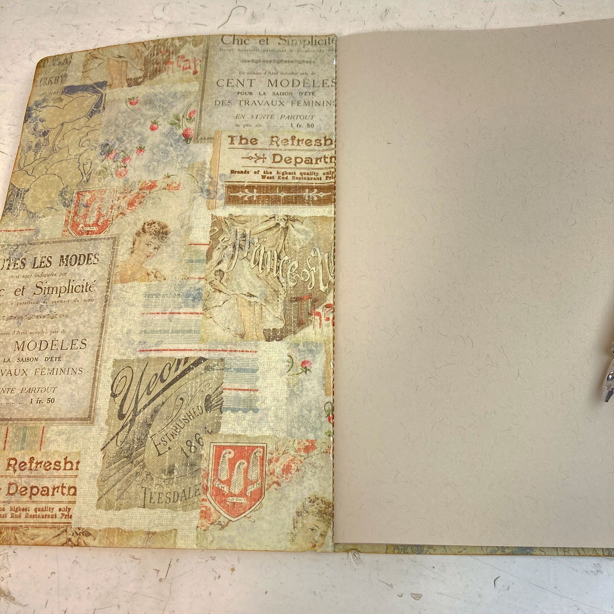 Soft Cover Writing Journal, Blank Newsprint Pages, Wallpaper Cover, Fits in your Purse