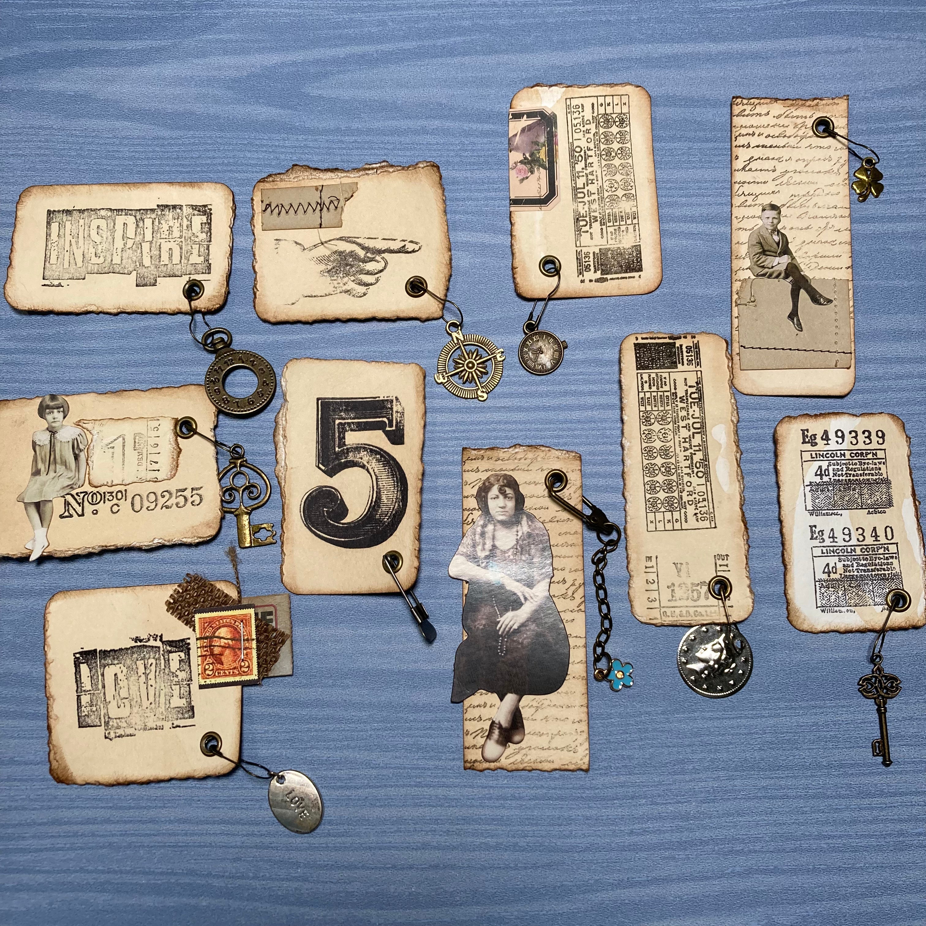 Ephemera Tags for Junk Journals, Embellishments, Gift Tags, Vintage Style, Handmade