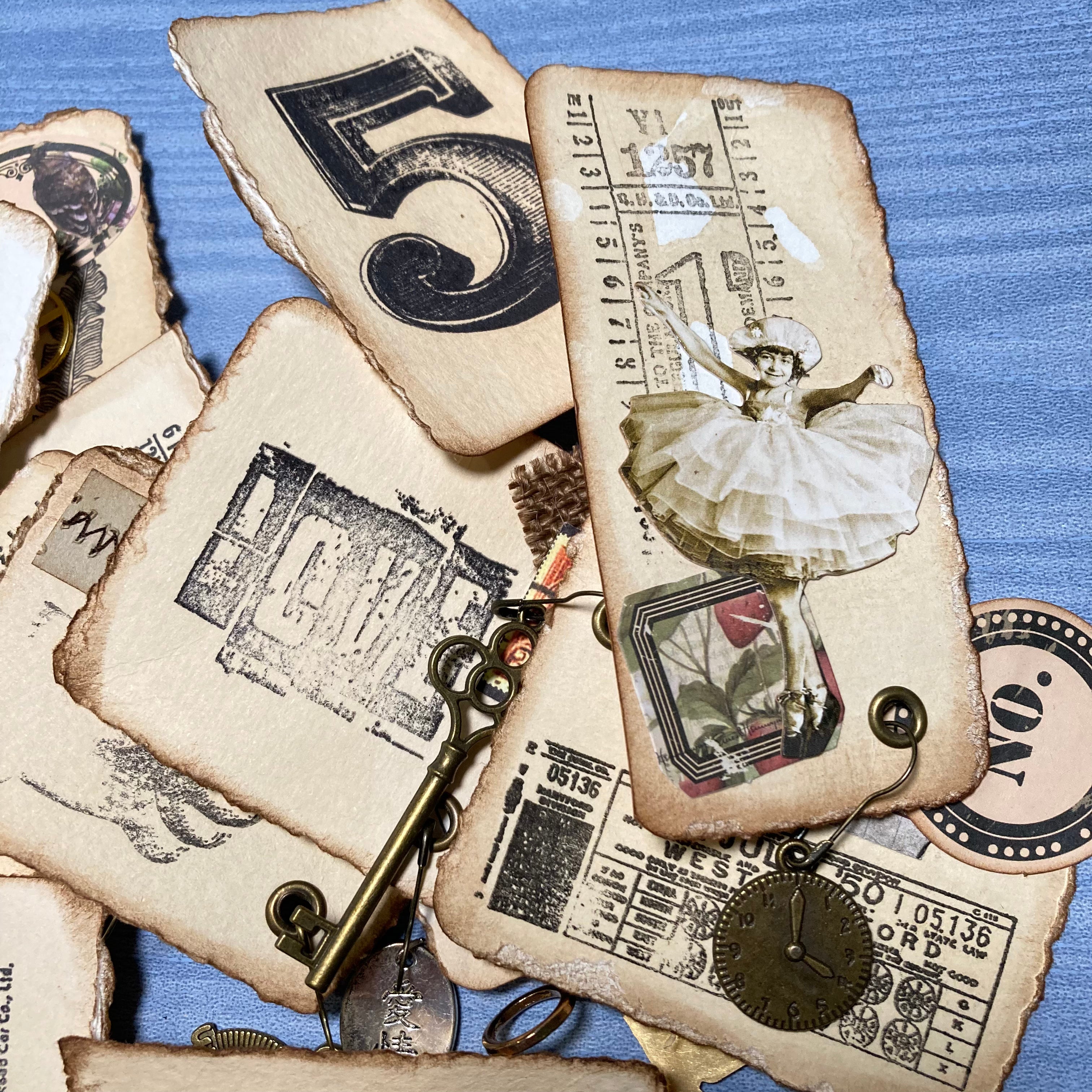 Ephemera Tags for Junk Journals, Embellishments, Gift Tags, Vintage Style, Handmade