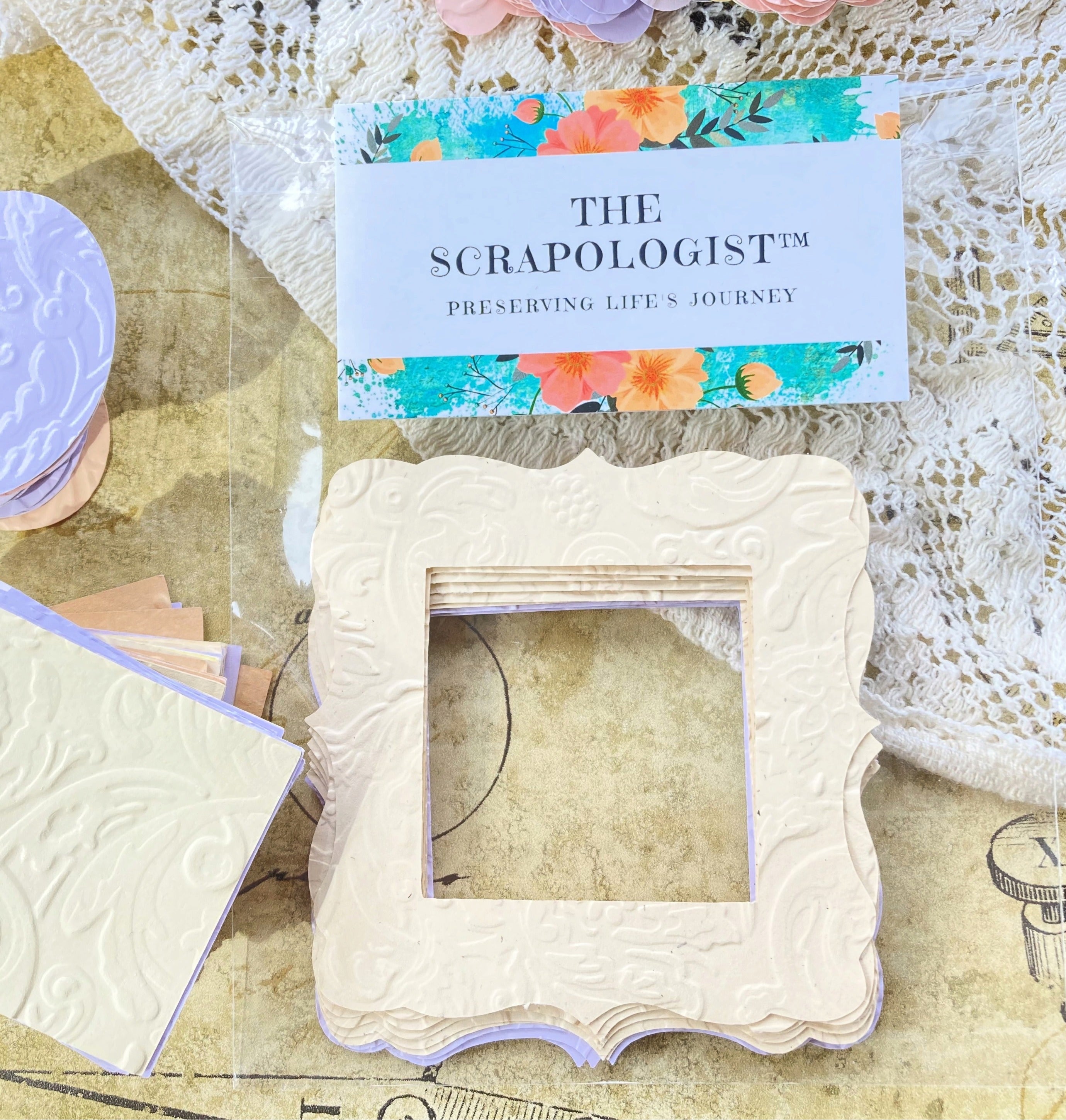 Embossed Die-cut Paper Frames, Ovals and Squares, Pastel Assortment, Cardstock, Paper Embellishments, for Paper Crafts