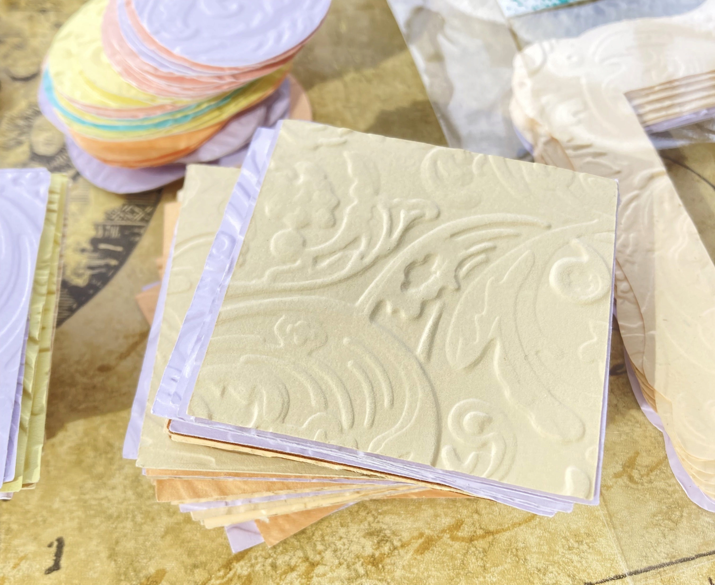 Embossed Die-cut Paper Frames, Ovals and Squares, Pastel Assortment, Cardstock, Paper Embellishments, for Paper Crafts