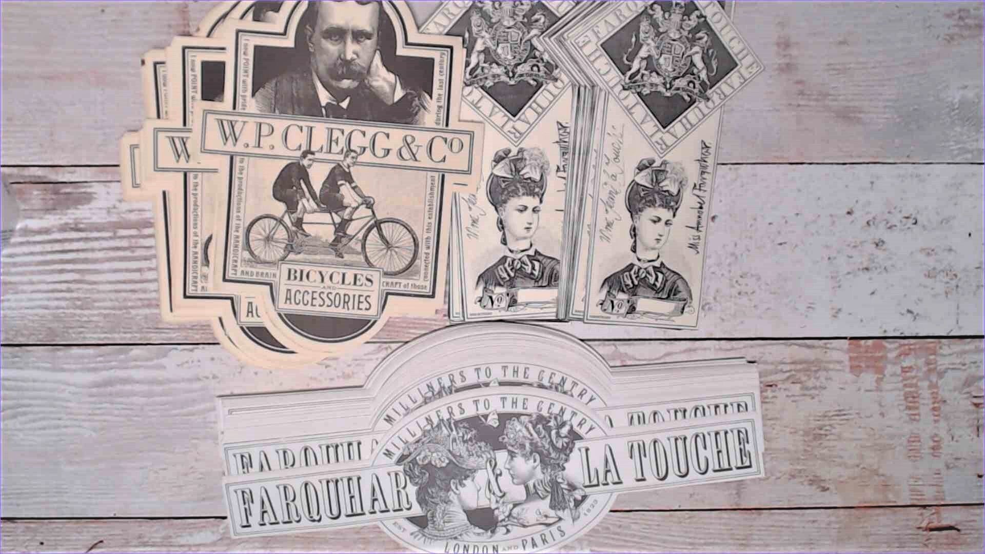 Jar Labels, Haberdashery, Vintage Seamstress & Bicycles, Reprints - set of 12