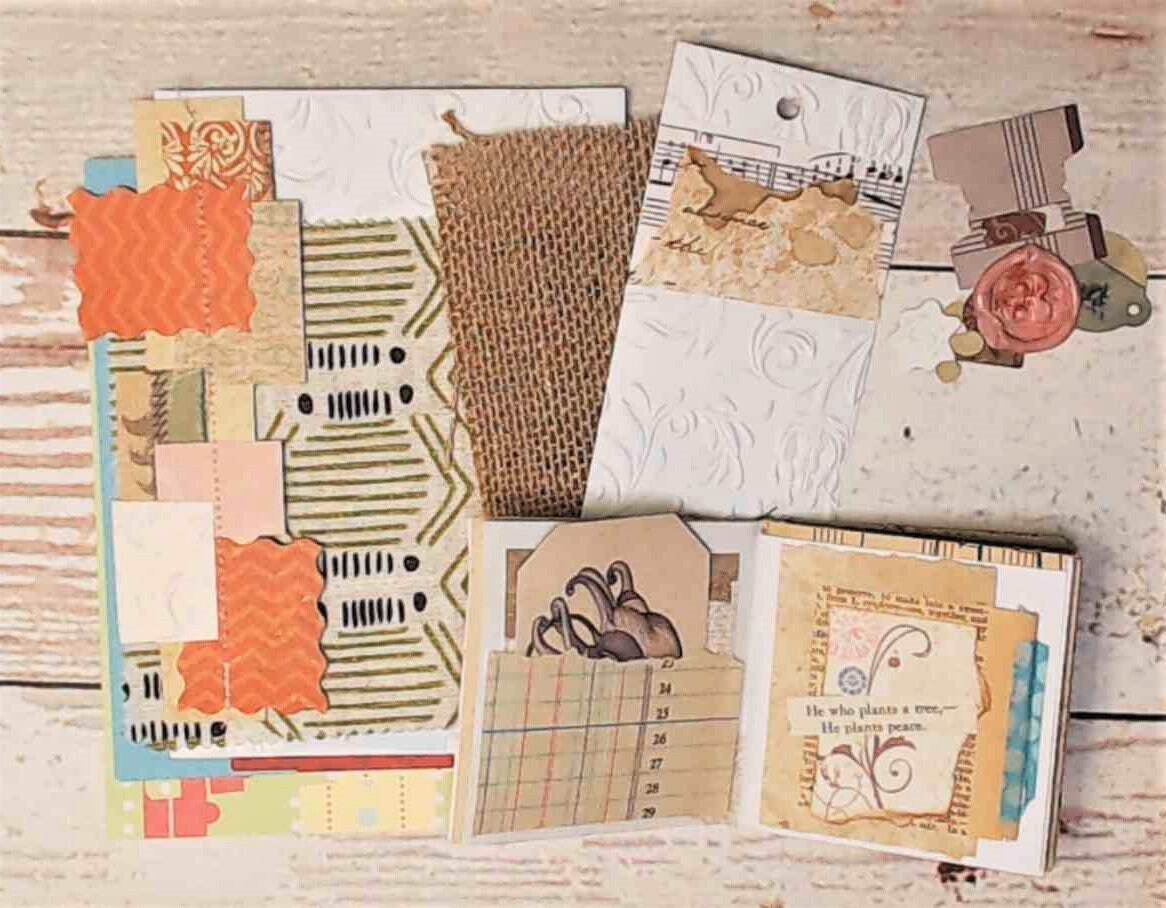 Junk Journal Kit for Beginner, Starter Kit, includes Tiny 3" Mini Journal and Ephemera Pack