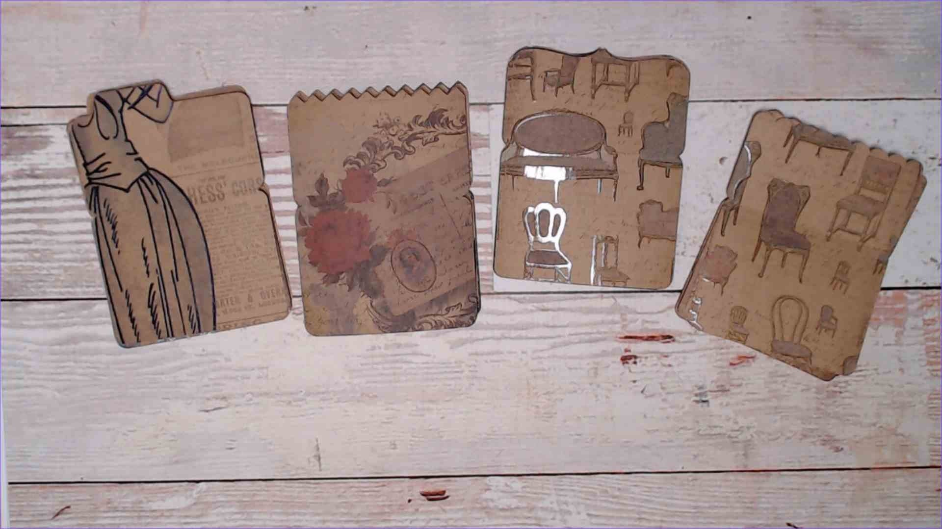 Kraft Mini File Folders, Junk Journal Ephemera, Vintage Style, makes great Pockets and Tuck Spots - set of 12 Die Cuts