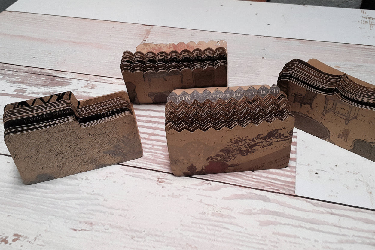 Kraft Mini File Folders, Junk Journal Ephemera, Vintage Style, makes great Pockets and Tuck Spots - set of 12 Die Cuts