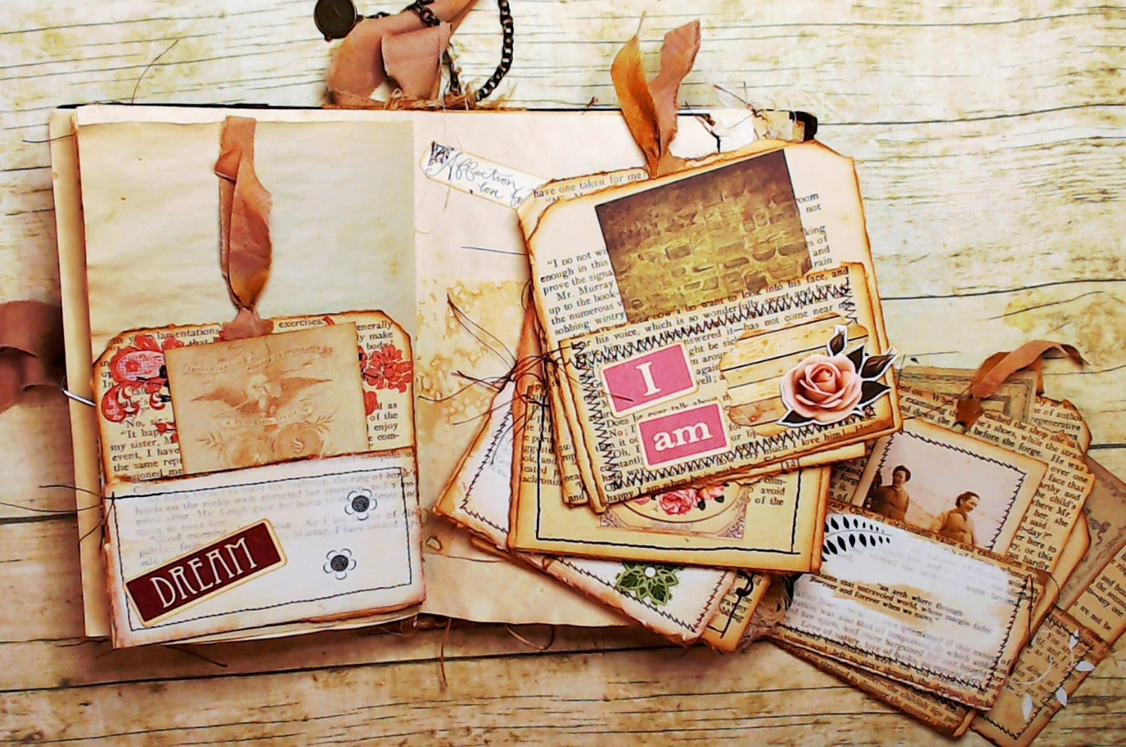 Library Pockets from Vintage Book Pages, Junk Journal Ephemera Kit, Handmade