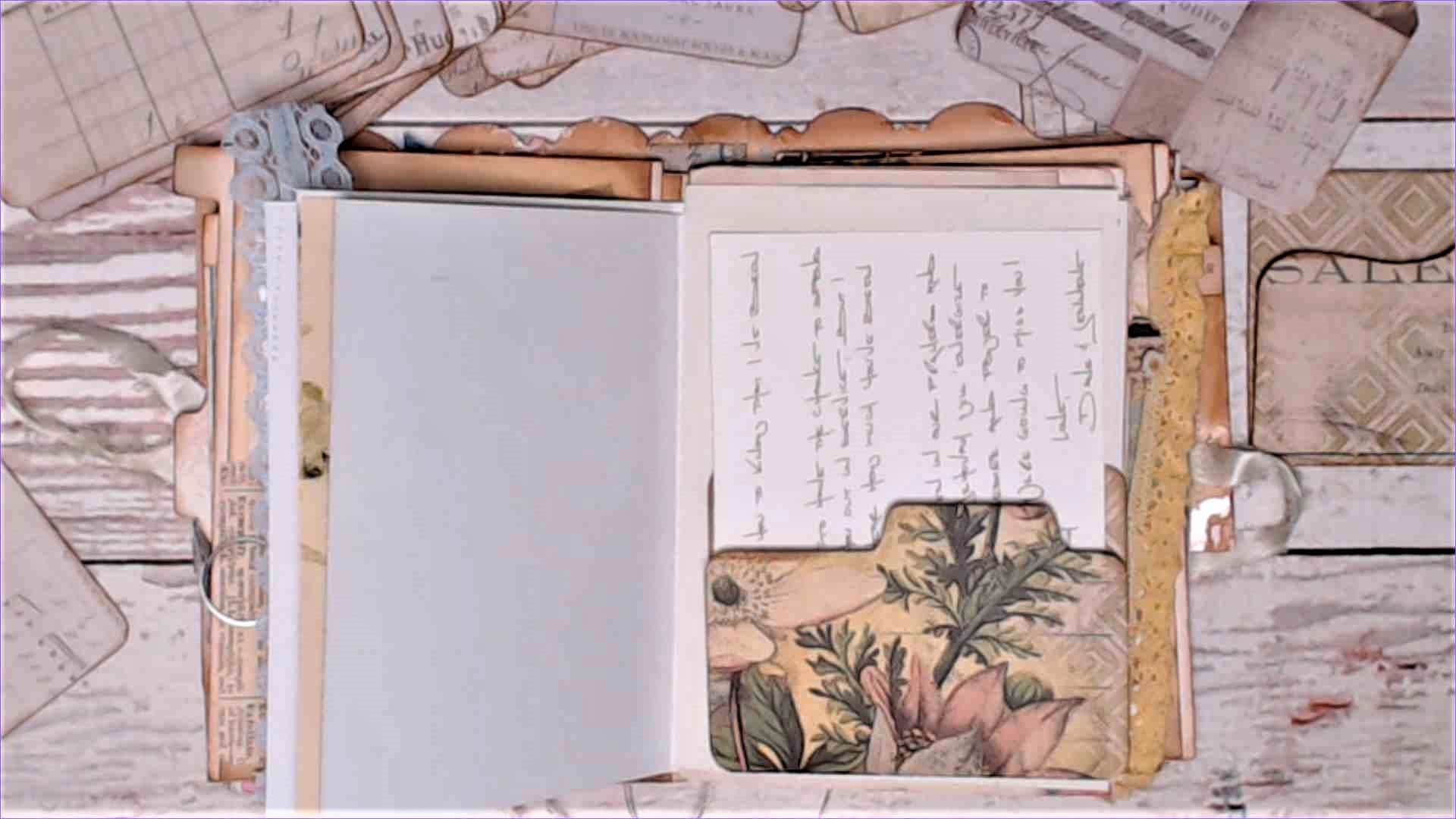 Mini File Folders, Tim Holtz Wallflower paper, Junk Journal Ephemera, Die Cuts - Set of 16