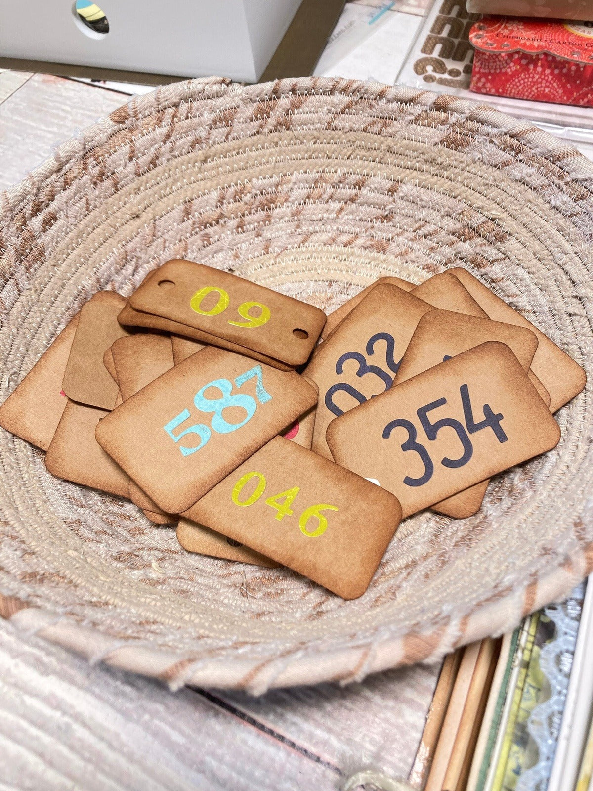 Numbered Tags, Vintage Style, Set of 20, Junk Journal, Mixed Media, Collage, Ephemera Kit, Handmade