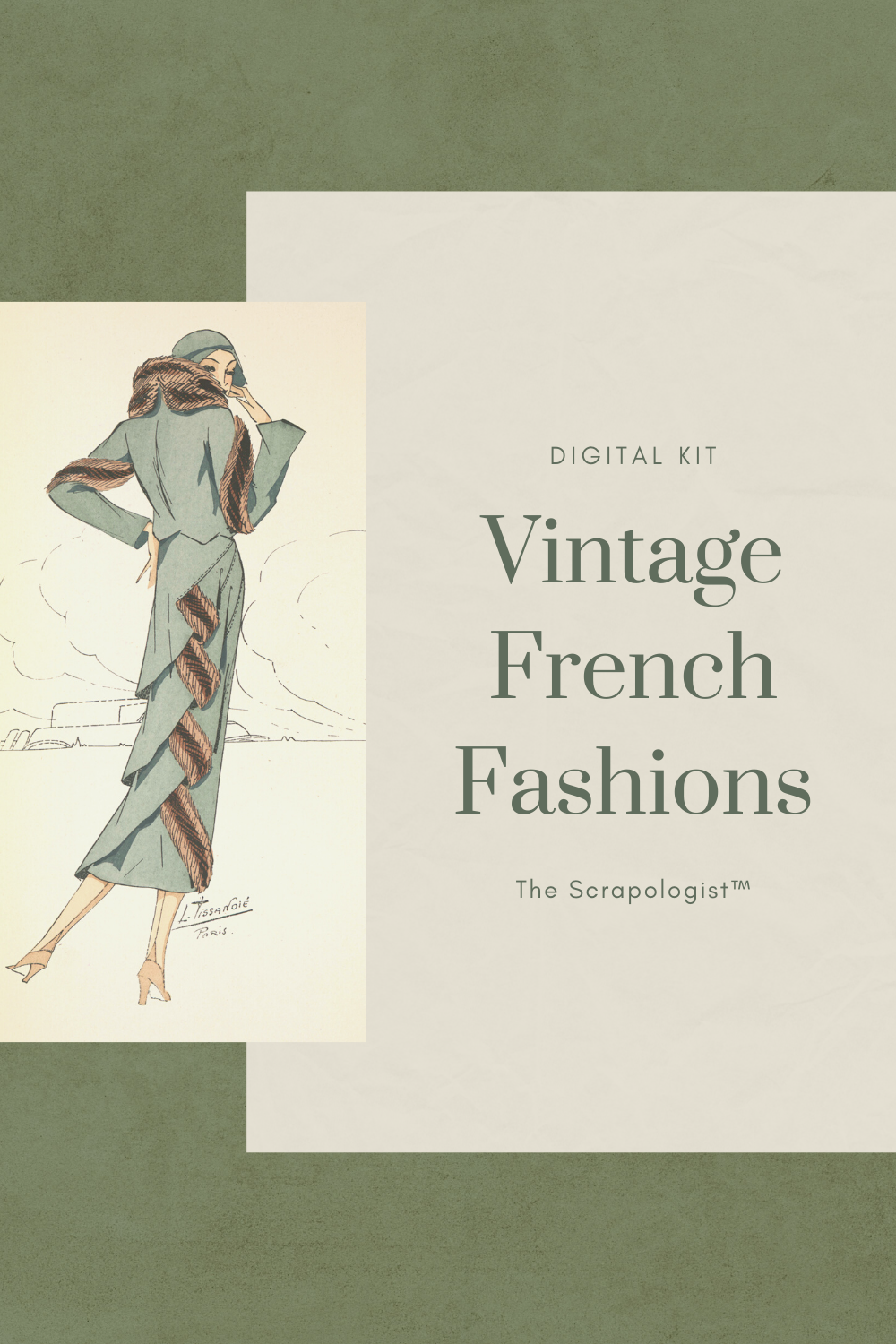 Vintage French Fashions, Textile Fabric Swatches, Printable Junk Journal Ephemera Kit | Digital Download