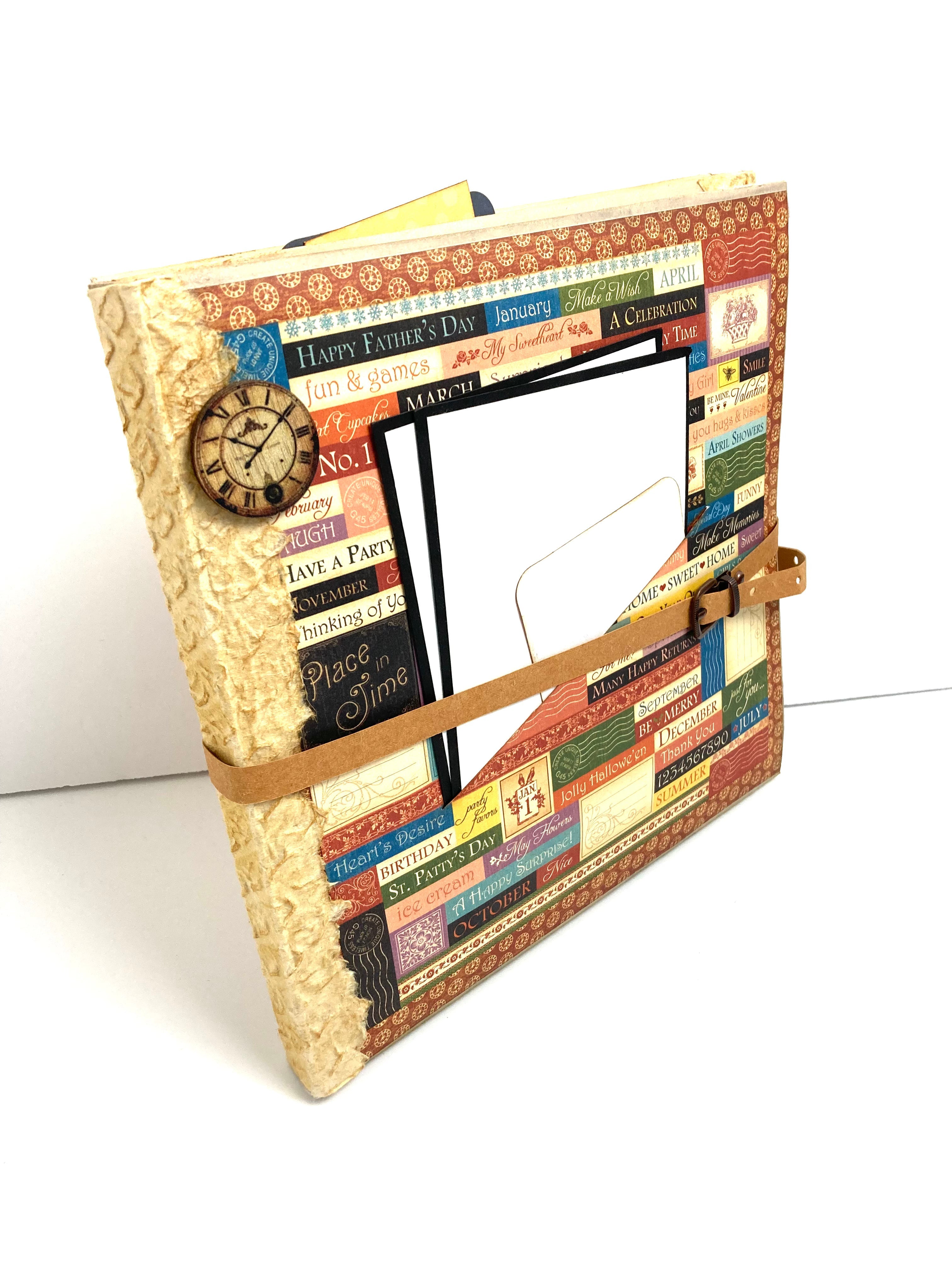 Scrapbook Mini Album for Photos and Planning, with 12-month calendar to document a year of your life