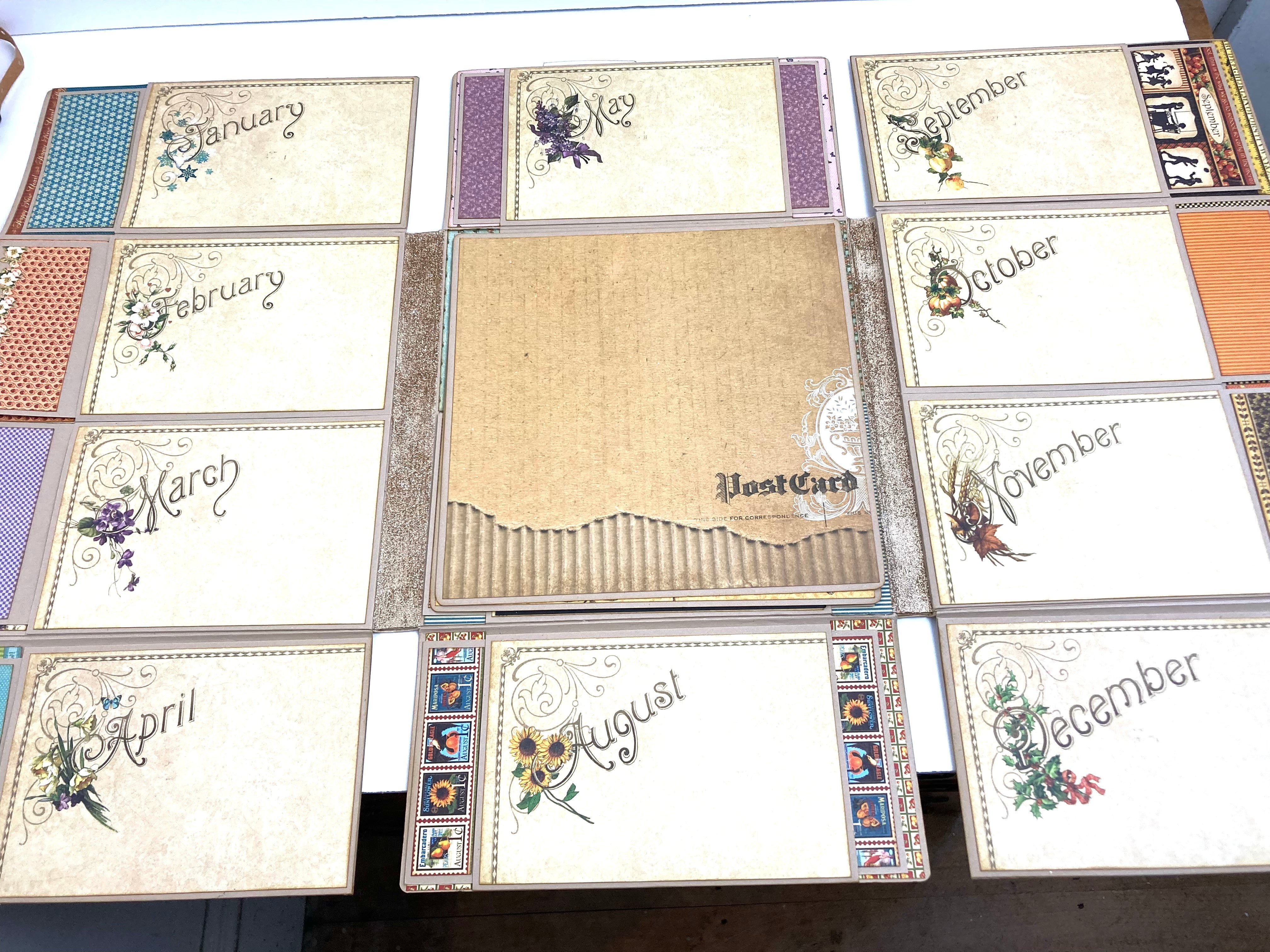 Scrapbook Mini Album for Photos and Planning, with 12-month calendar to document a year of your life