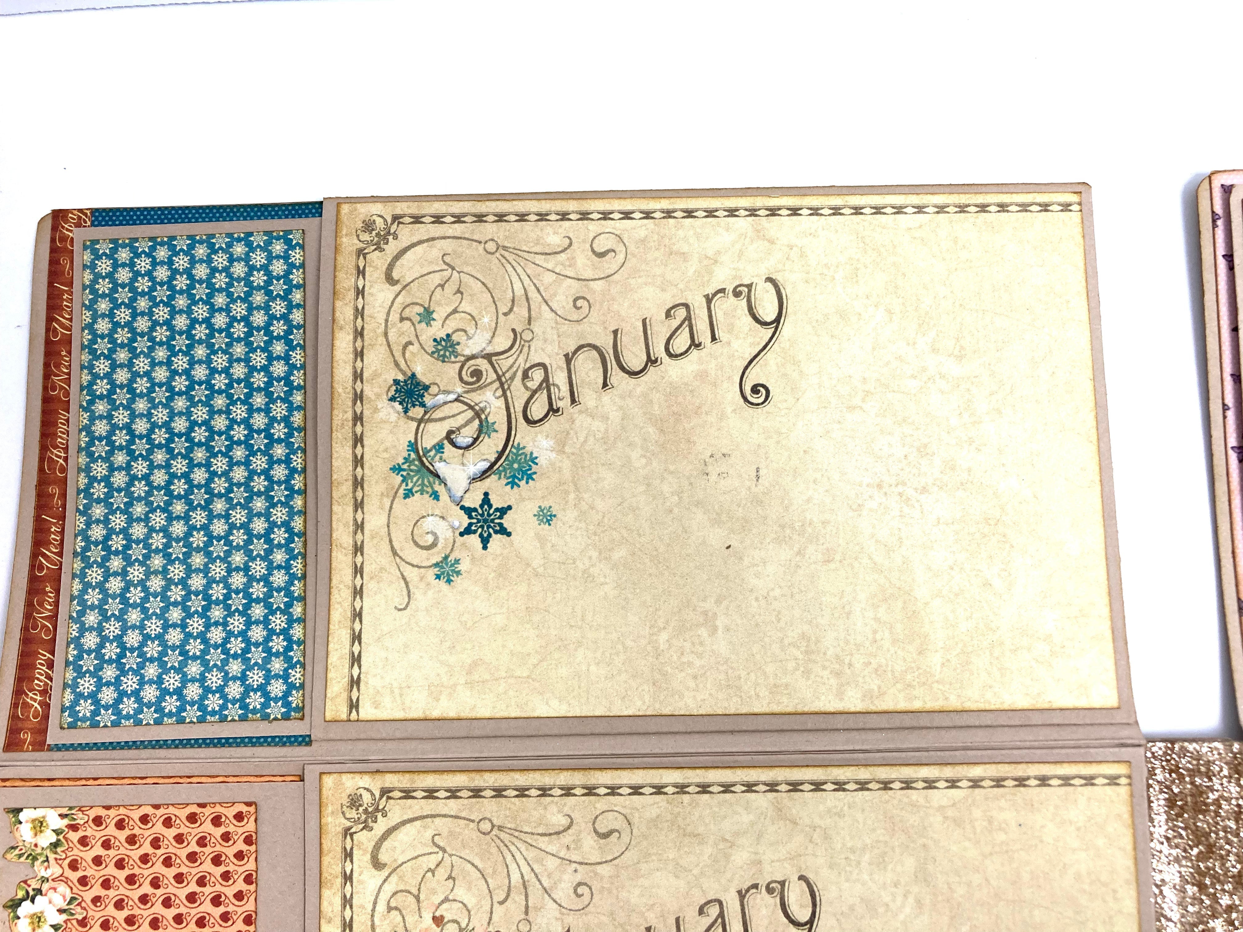 Scrapbook Mini Album for Photos and Planning, with 12-month calendar to document a year of your life