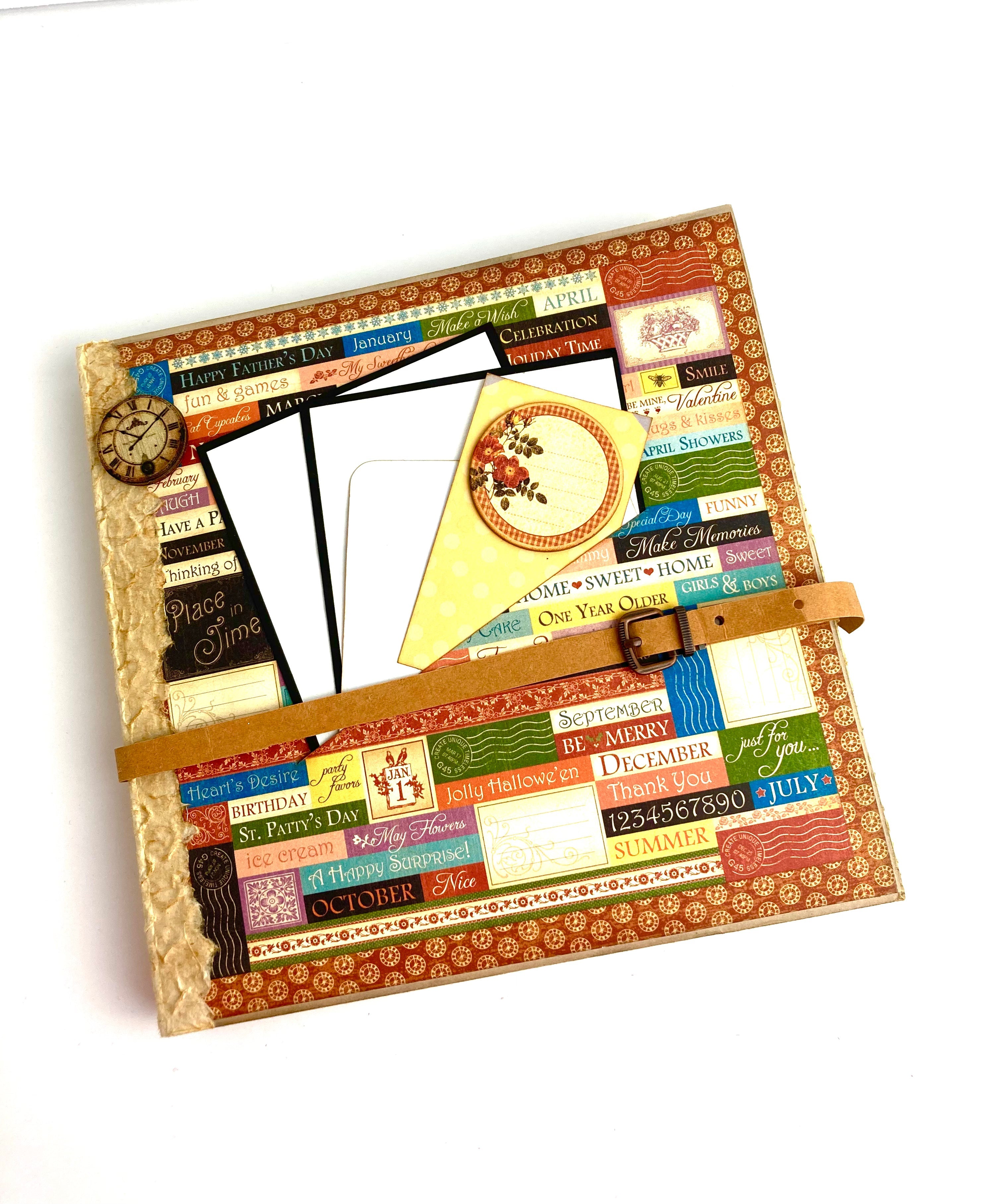 Scrapbook Mini Album for Photos and Planning, with 12-month calendar to document a year of your life