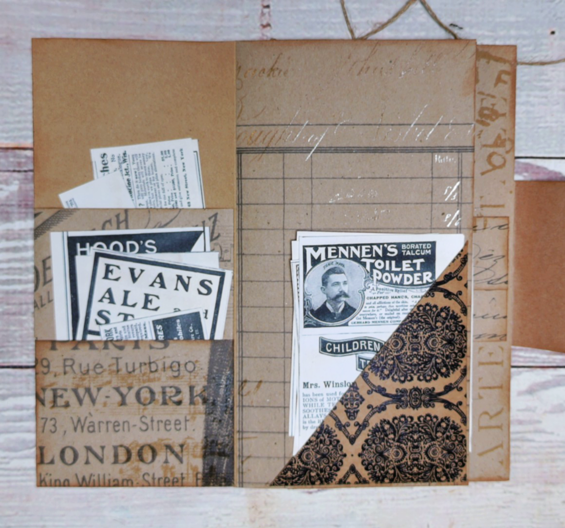 Junk Journal Folio + 50 Vintage Ad Reproductions | Ephemera Organizer | Happy Mail Folder | Vintage Style Paper Storage | for Happy Mail