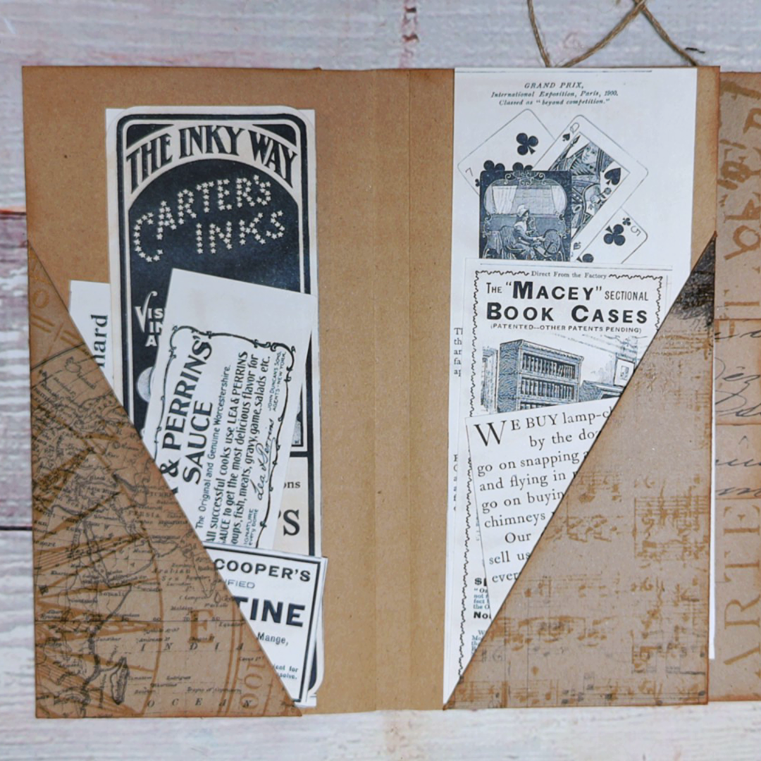 Junk Journal Folio + 50 Vintage Ad Reproductions | Ephemera Organizer | Happy Mail Folder | Vintage Style Paper Storage | for Happy Mail