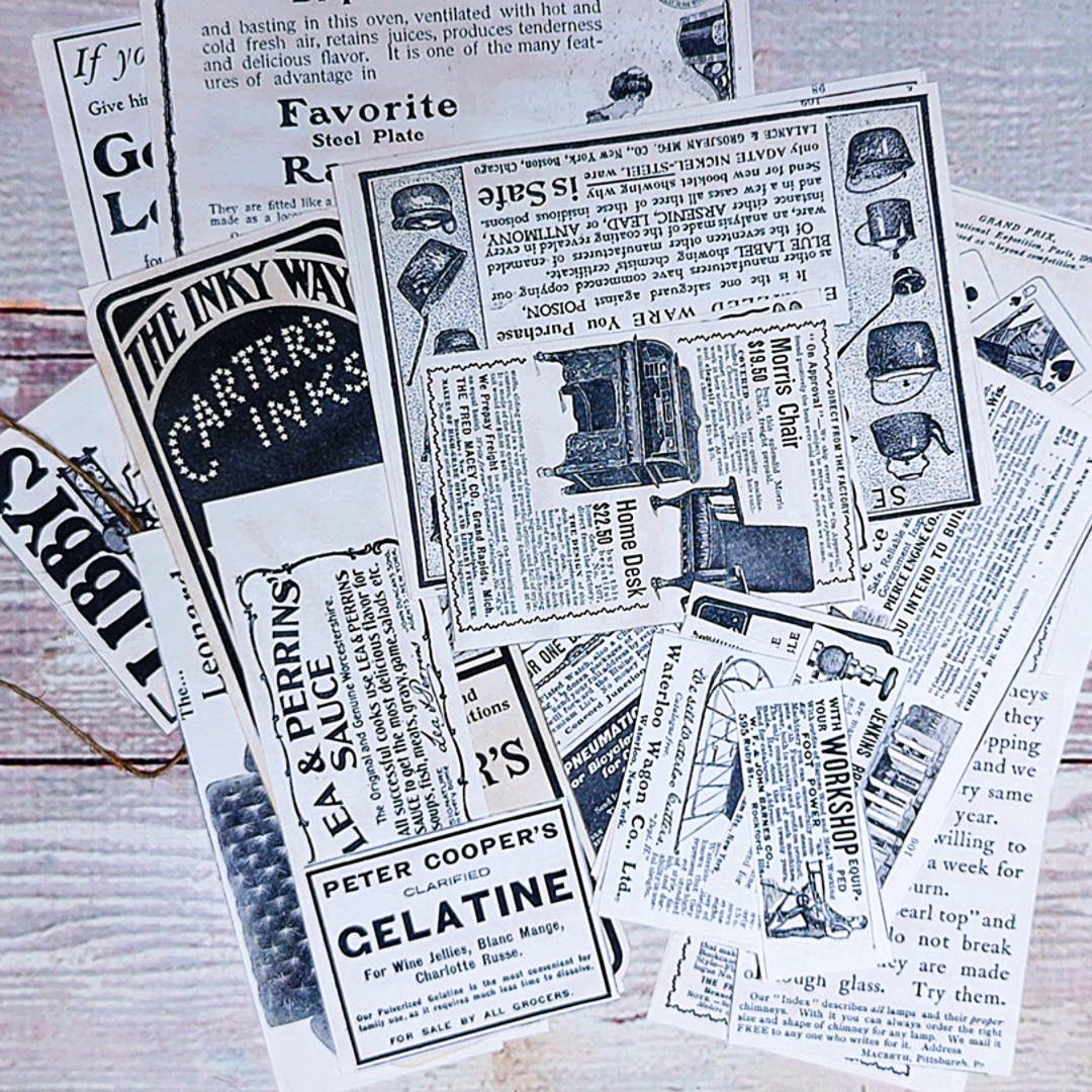Junk Journal Folio + 50 Vintage Ad Reproductions | Ephemera Organizer | Happy Mail Folder | Vintage Style Paper Storage | for Happy Mail
