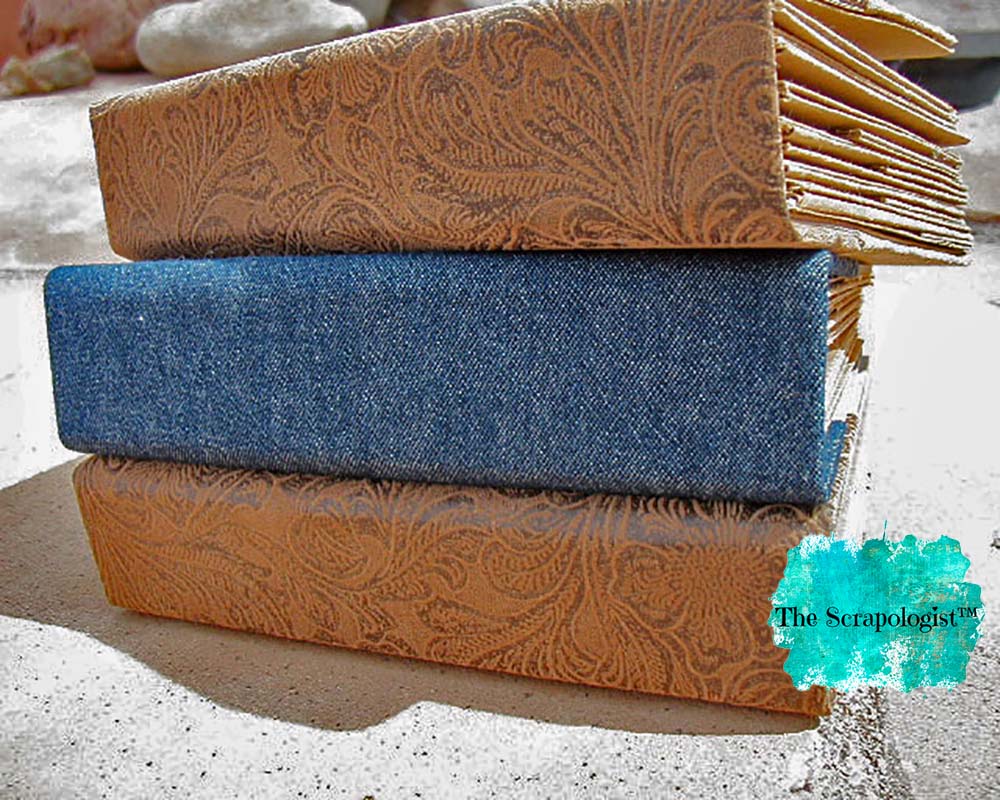 Blank Handmade Mini Album, DIY Scrapbook, Photo Album, Craft Kit, Denim Fabric on Spine - You Decorate it
