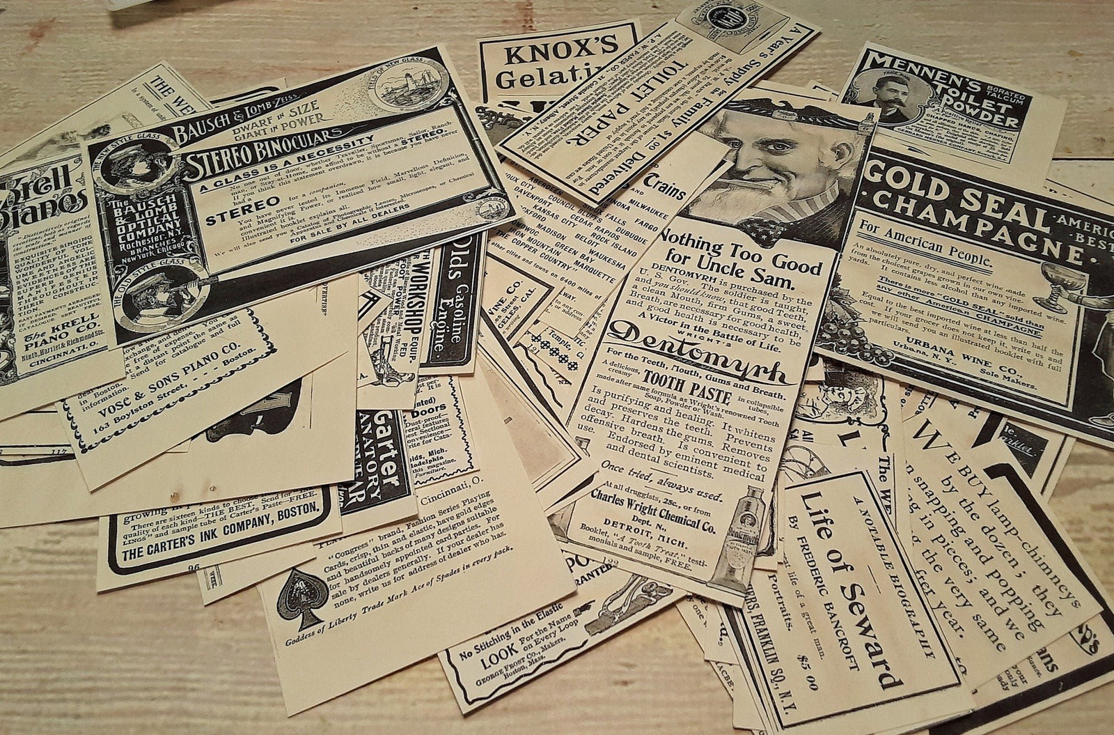 Vintage Advertising, Printed and Mailed To You, Junk Journal Ephemera, Collage Kit - 85+ images