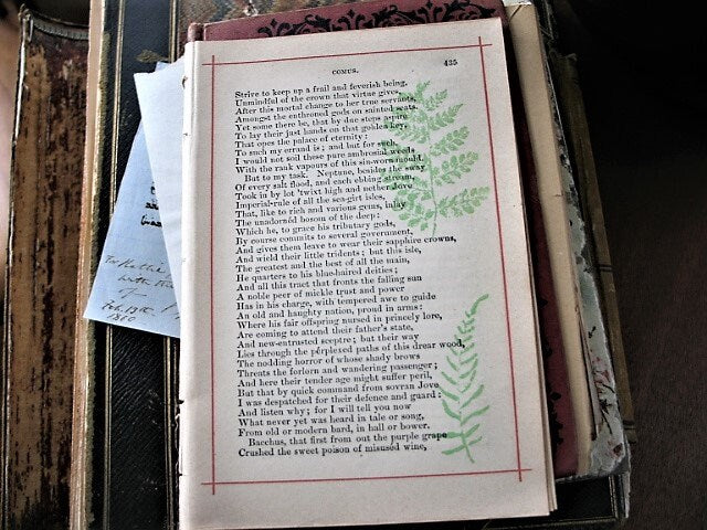 Vintage Book Pages stamped with Fall Leaves, Junk Journal Ephemera Lot, Fall Kit