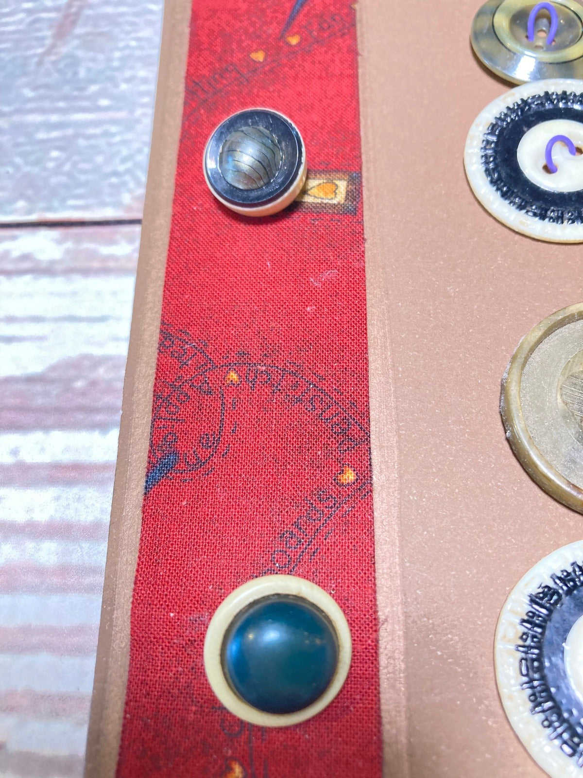 Vintage Button Collection, Mounted to Chipboard, Neutral Tones