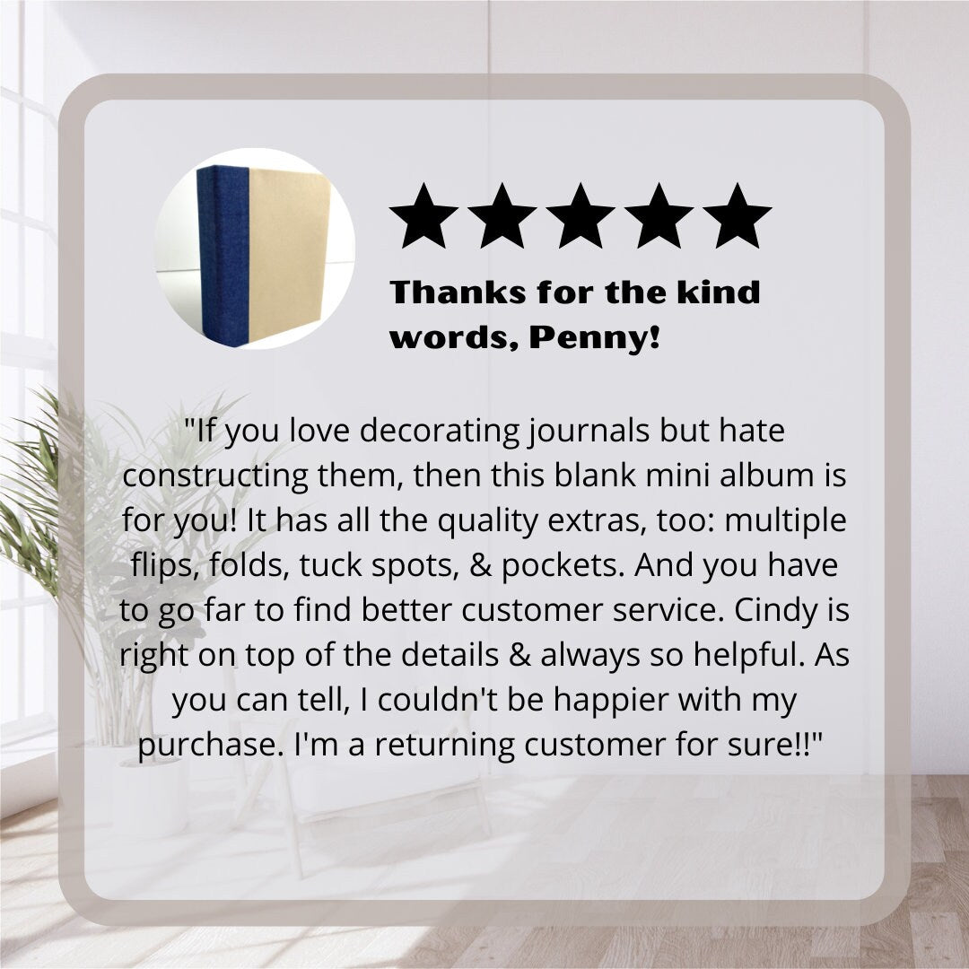 Blank Handmade Mini Album, DIY Scrapbook, Photo Album, Craft Kit, Denim Fabric on Spine - You Decorate it