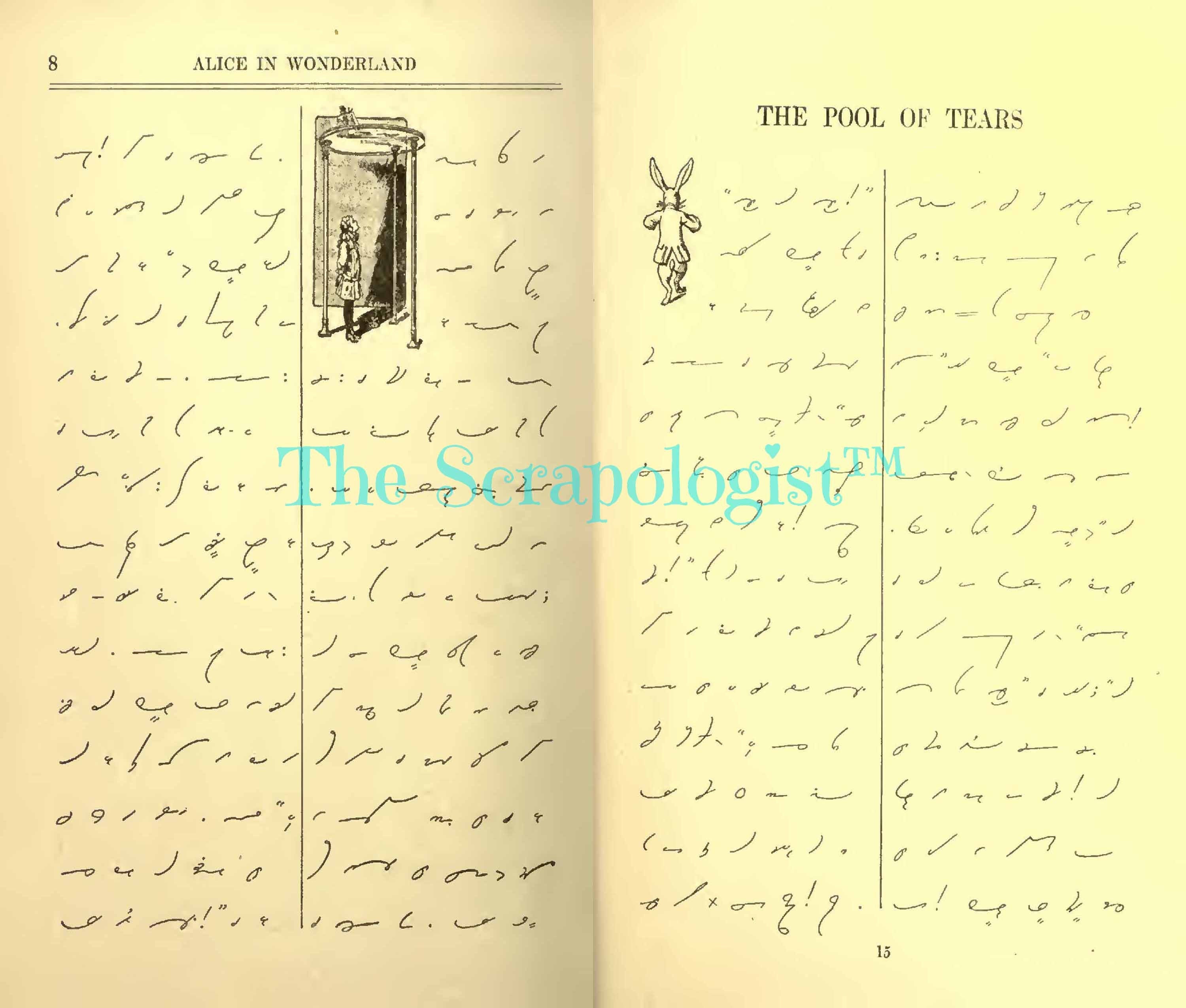 Alice’s Adventures in Shorthand, Alice in Wonderland, Printable Junk Journal Kit, Page Inserts | Digital Download