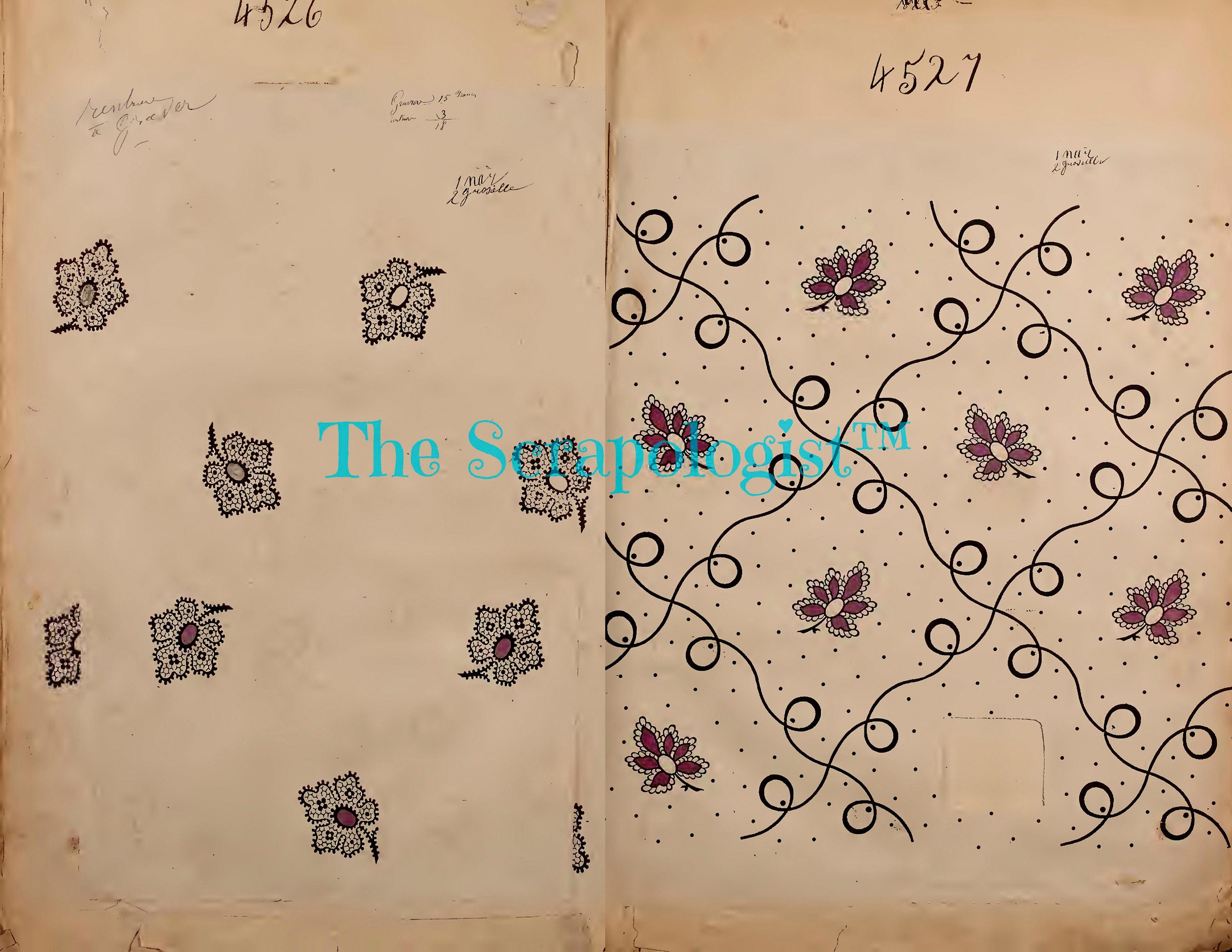 Vintage French Textiles, Junk Journal Collage Kit, Made from Vintage French Textile Samples Book | Digital Download