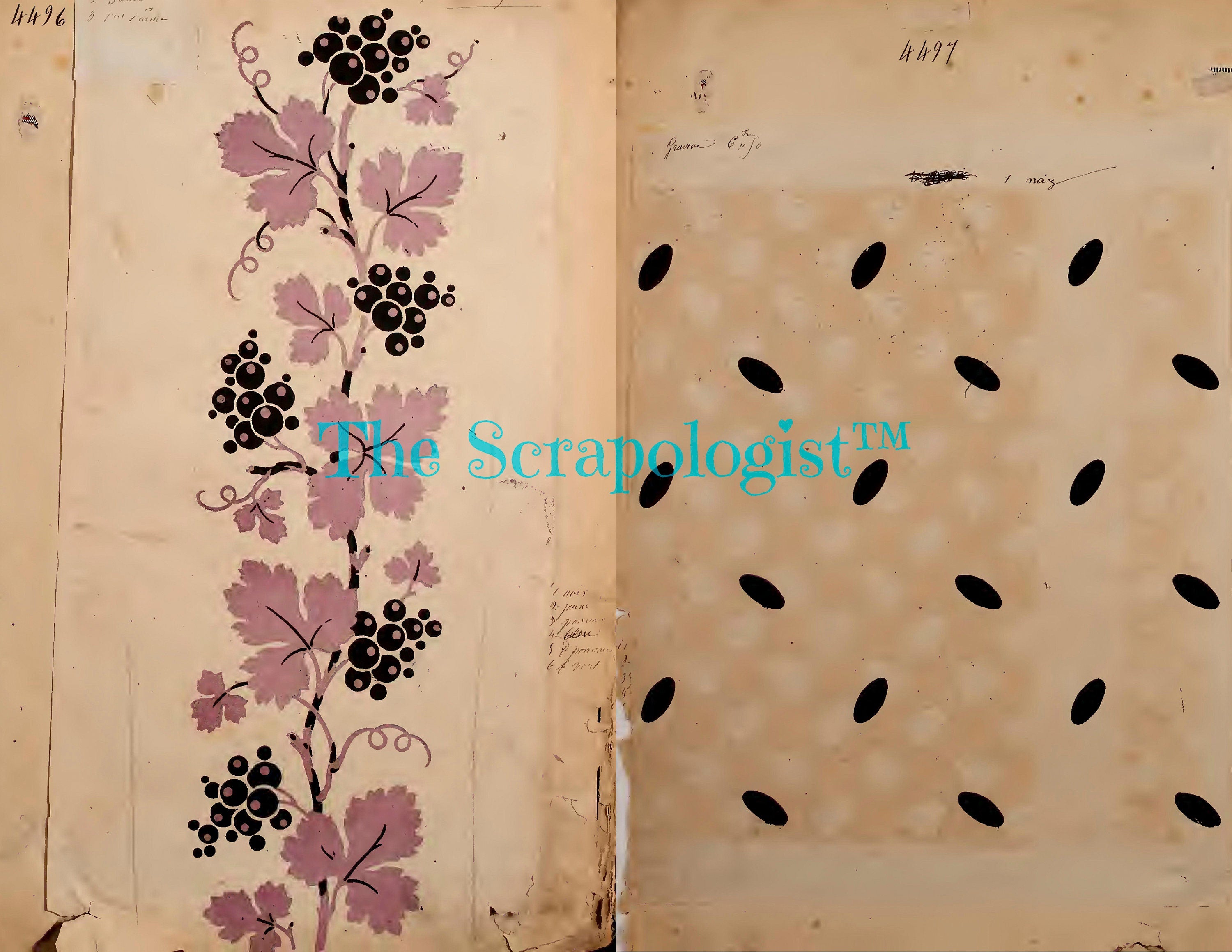 Vintage French Textiles, Junk Journal Collage Kit, Made from Vintage French Textile Samples Book | Digital Download