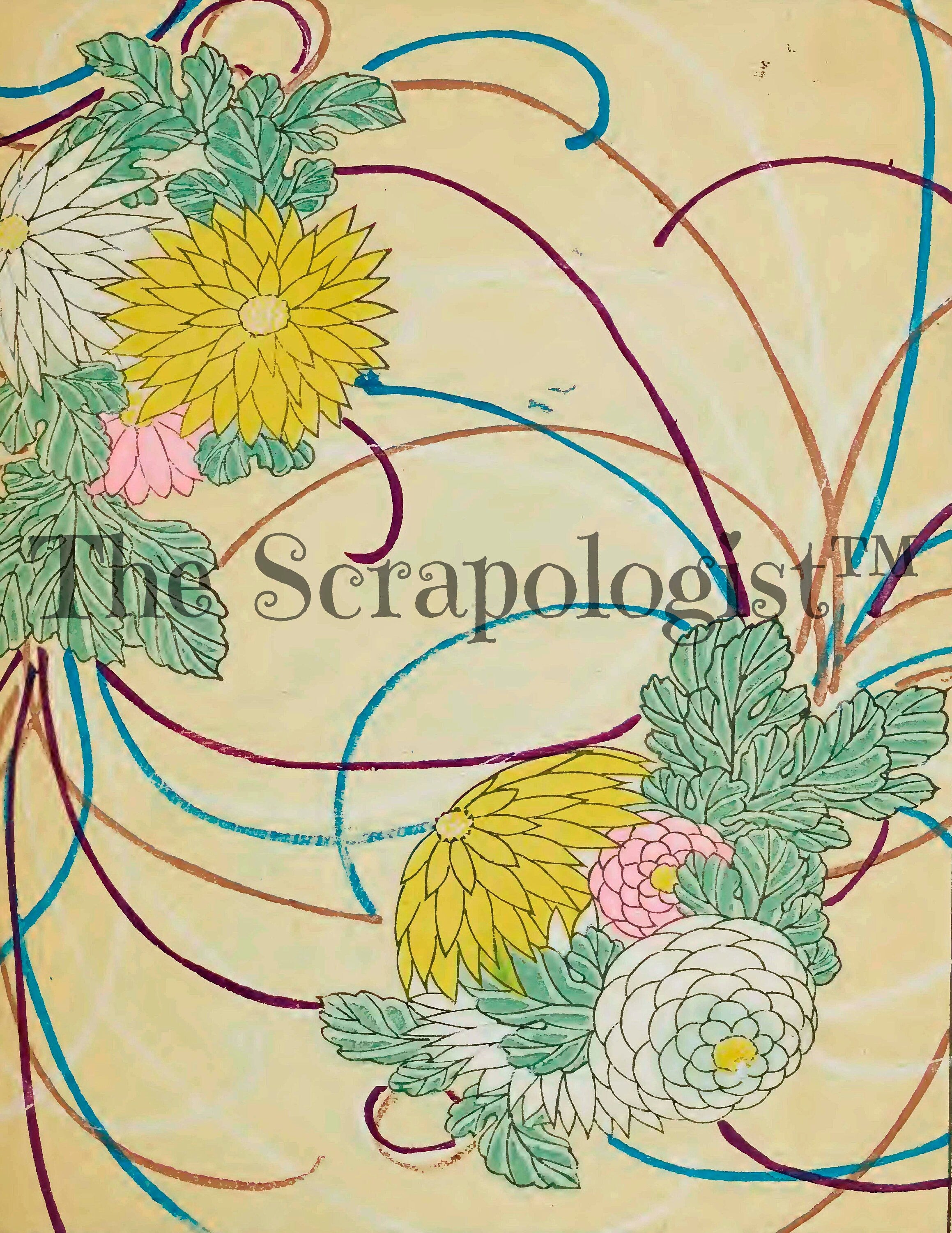 Vintage Japanese Prints, Botanical, Printable Junk Journal Kit, Collage Pages, 8.5"x11" | Digital Download